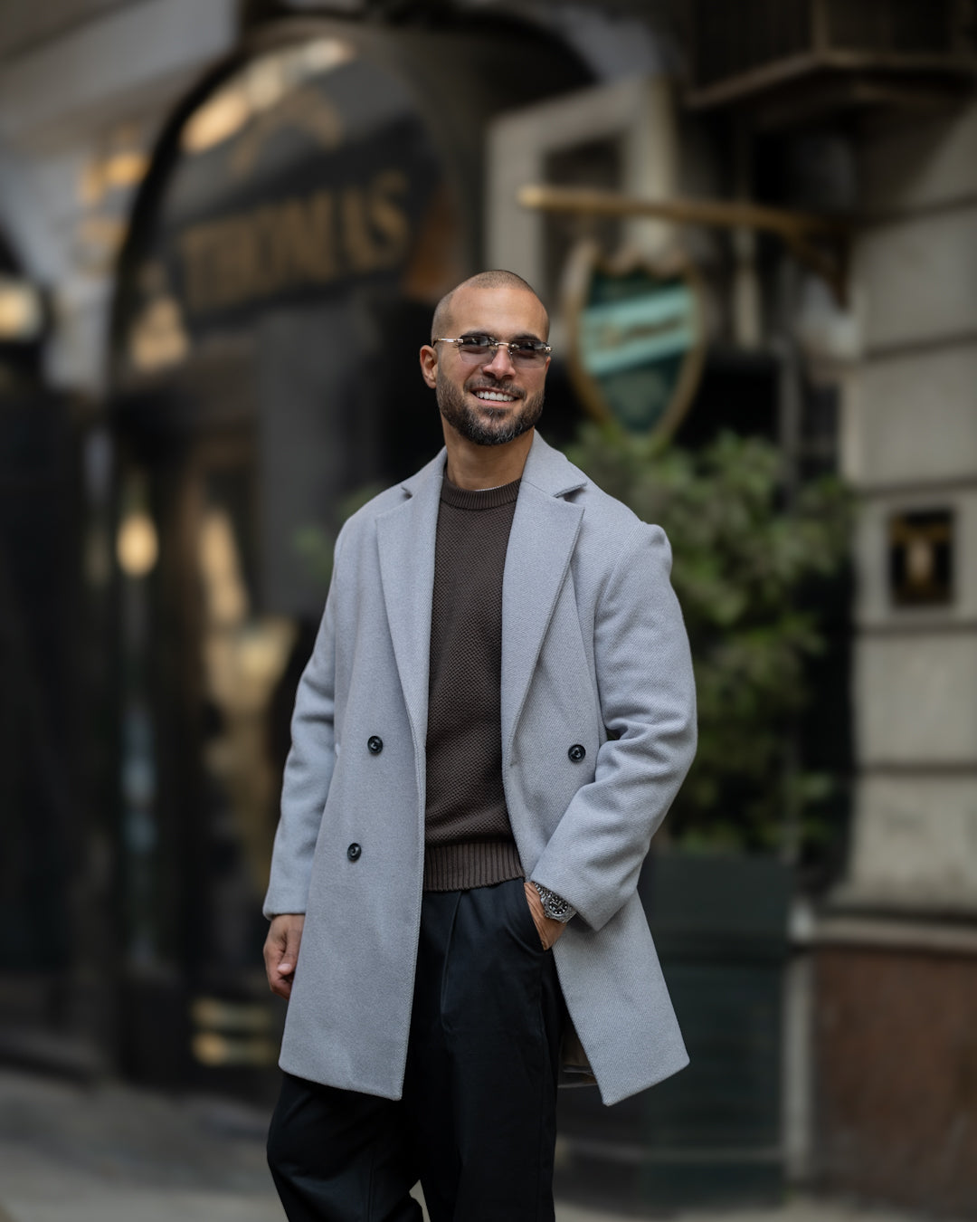 DOUBLE-BREASTED WOOL BLEND COAT/6606