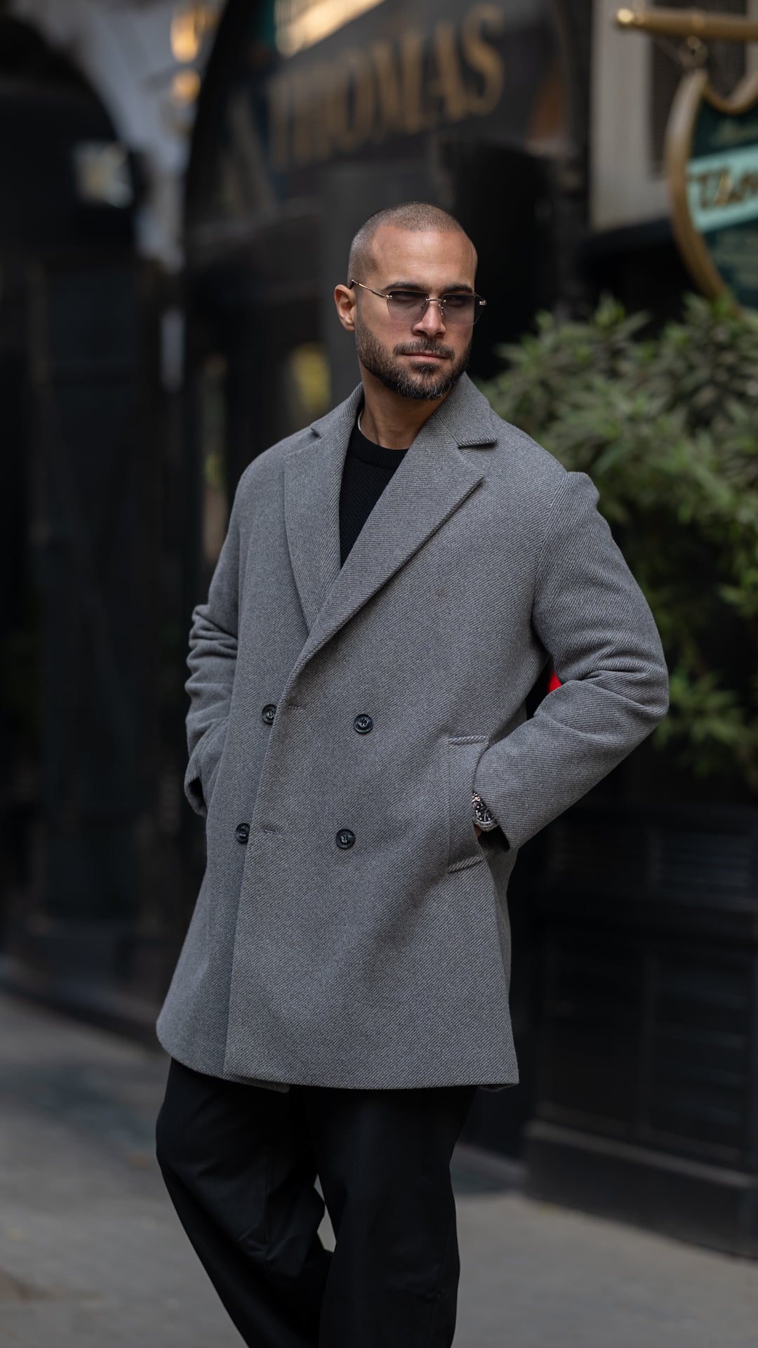 DOUBLE-BREASTED WOOL BLEND COAT/6606