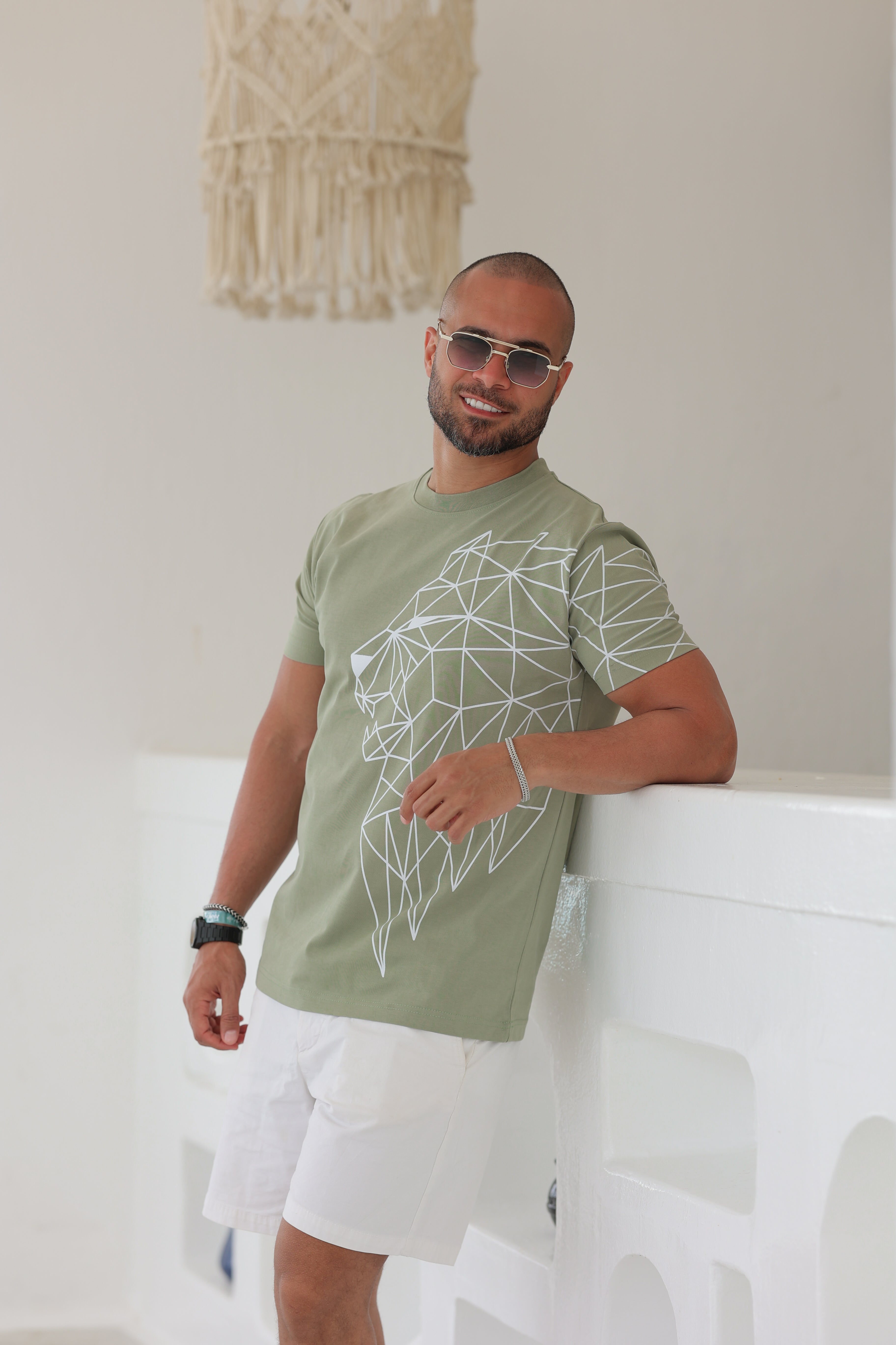 Slim Fit T-shirt With Printed Lion/3306