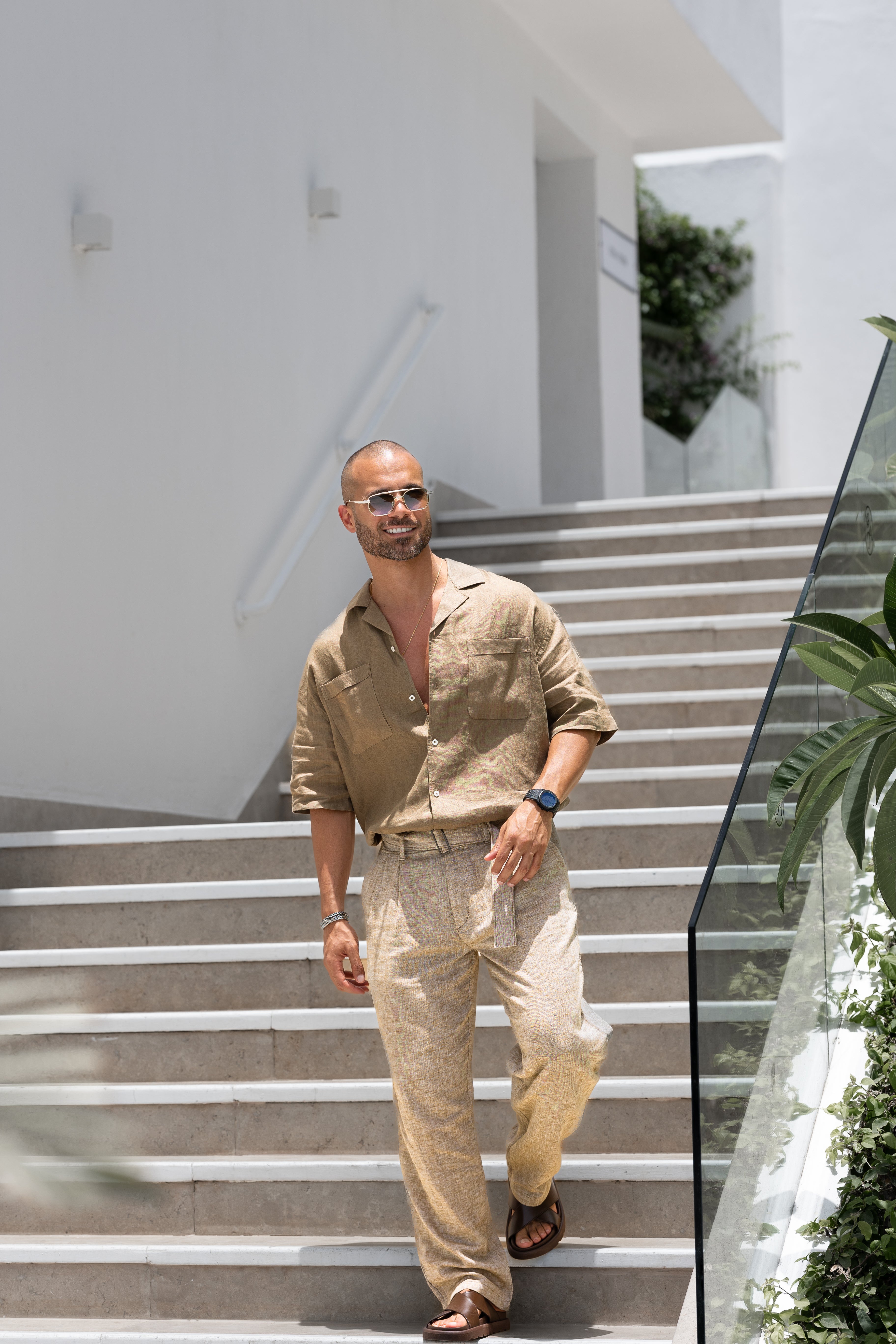 Basic Oversize Linen Shirt Short Sleeves With Two Pocket/2322
