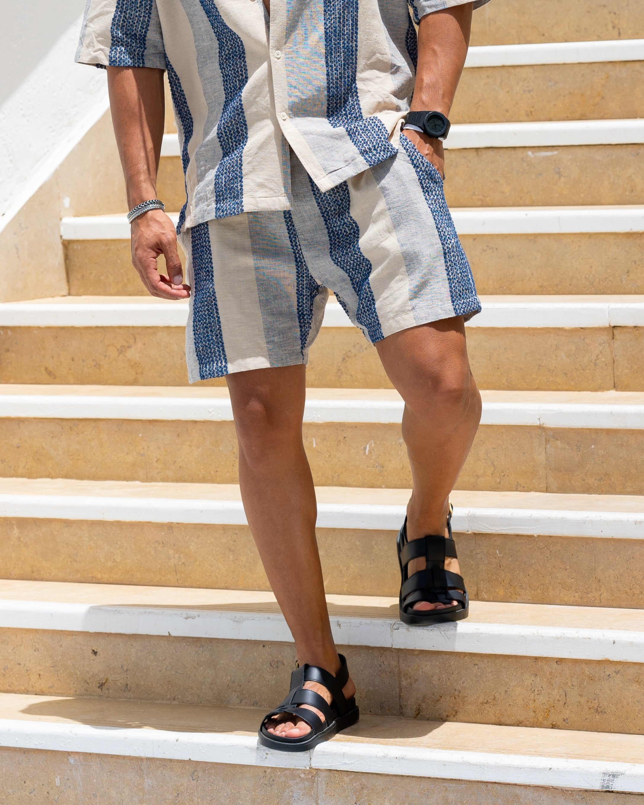 Stripped Linen Short/1012