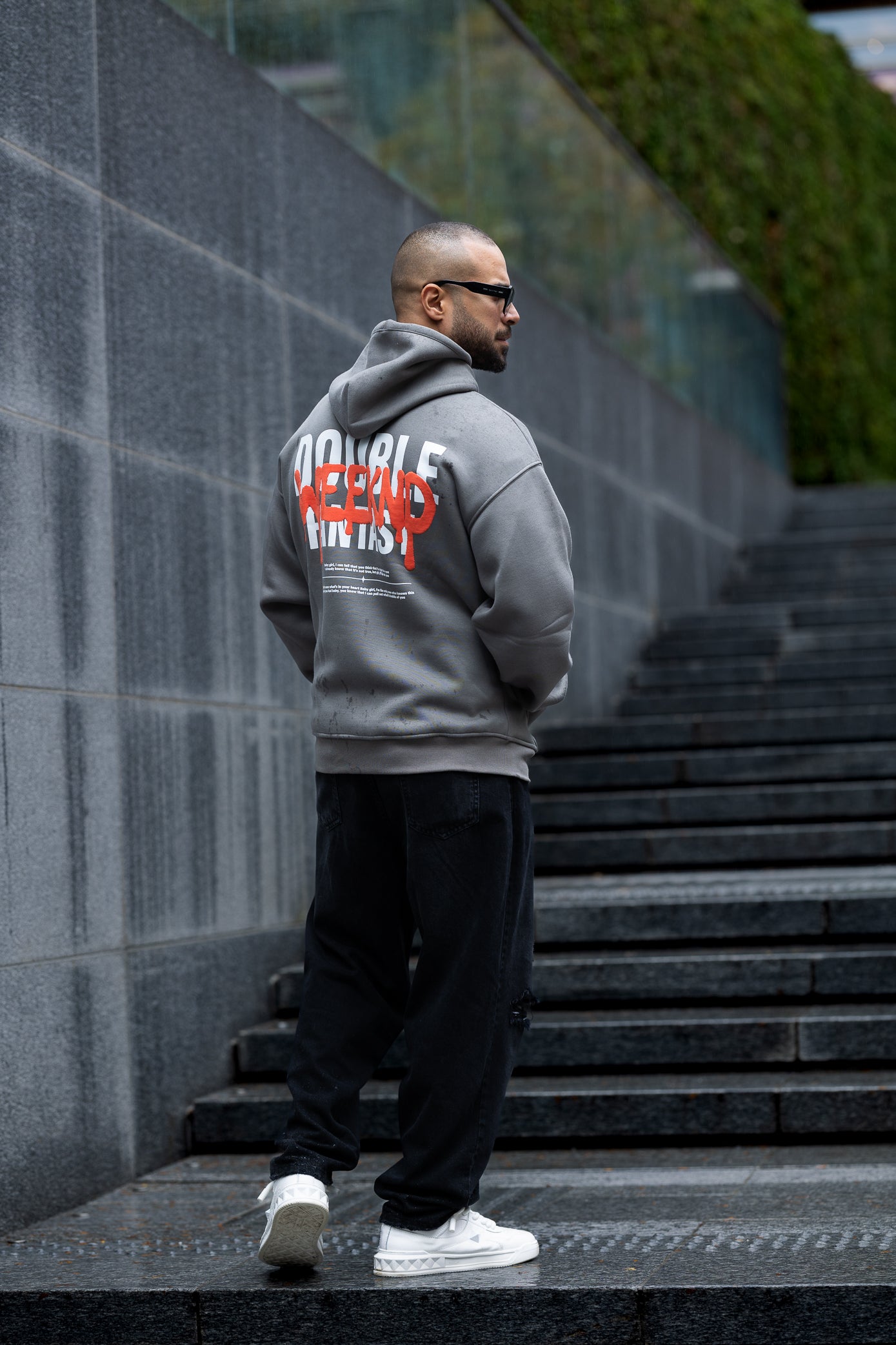 Relaxed Fit Printed Hoodie/4514