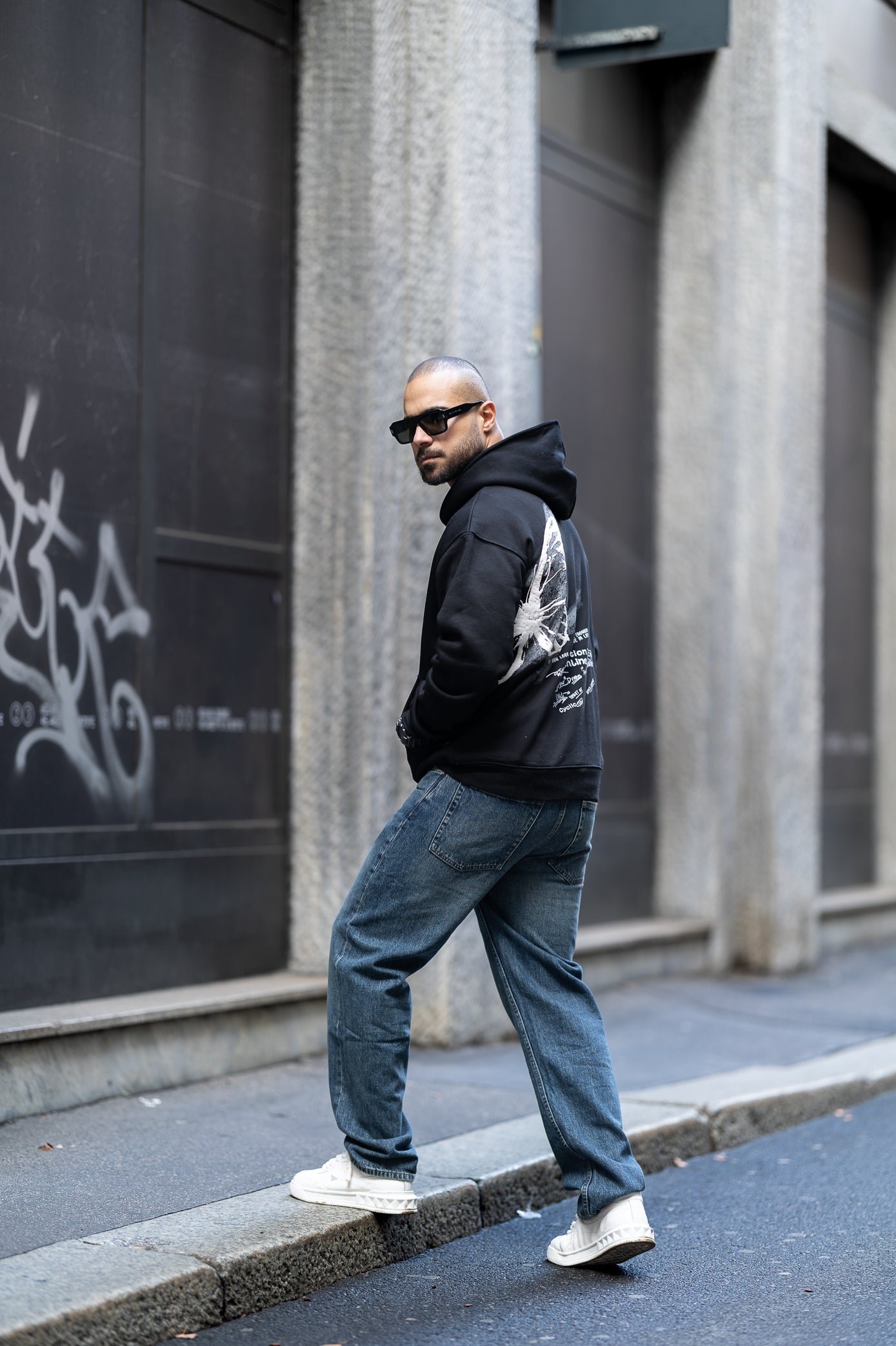 Relaxed Fit Hoodie With Printed/4510