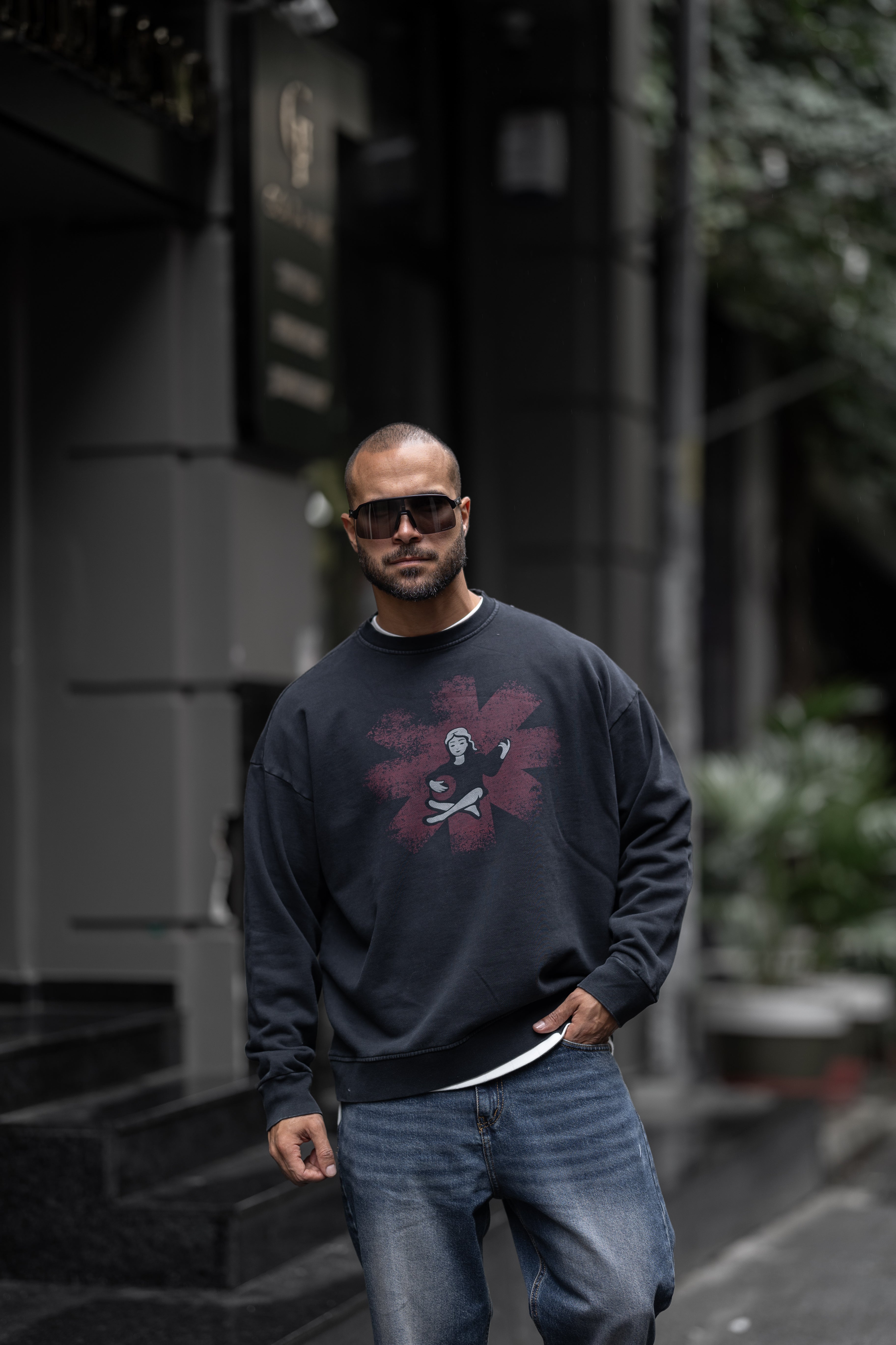 Printed Overisze Sweatshirt Round/4572