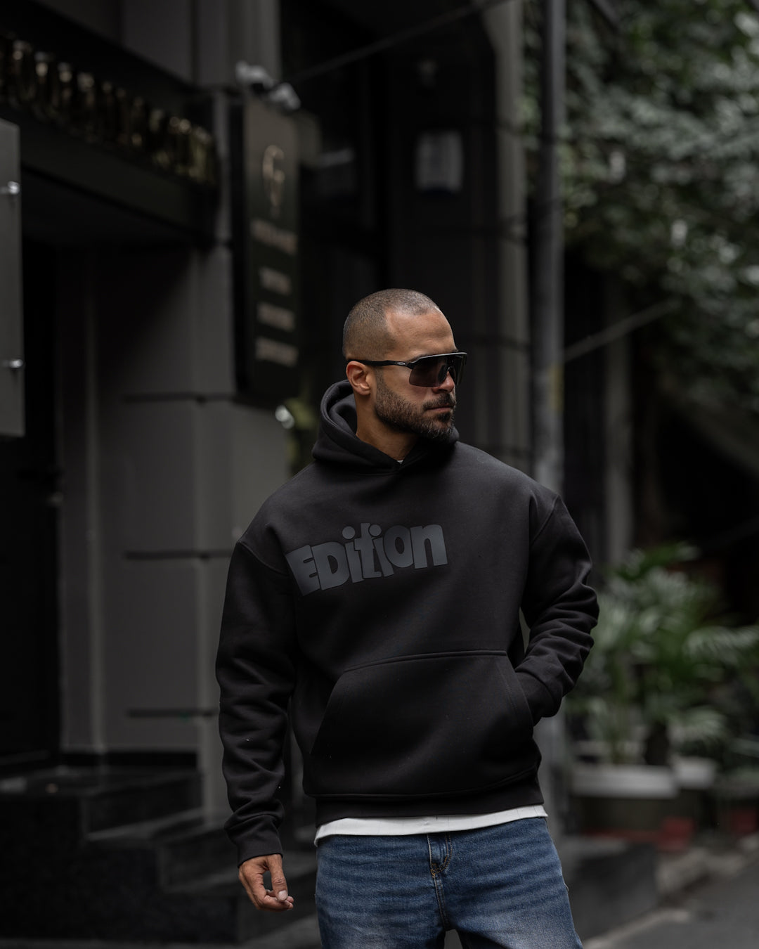 Oversized Hoodie With Printed "Edition"/4557