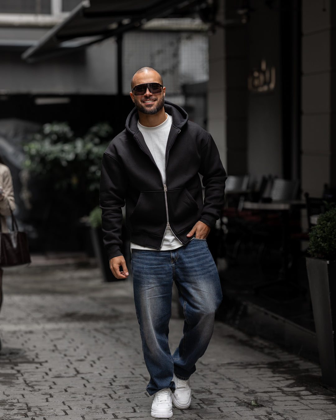 Oversized Basic Sweatshirt Zipper With Hoodie/4555