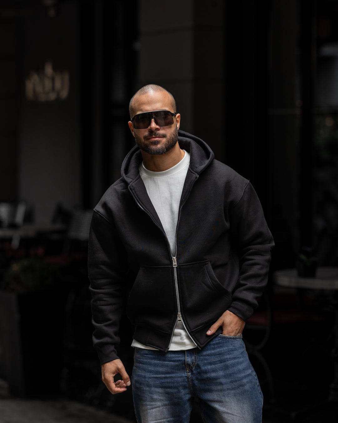 Oversized Basic Sweatshirt Zipper With Hoodie/4555