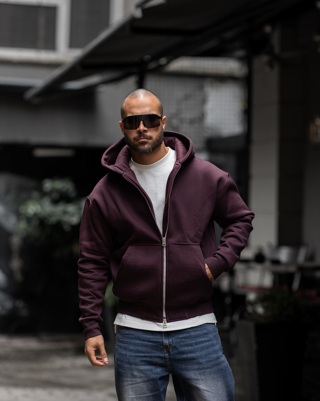 Oversized Basic Sweatshirt Zipper With Hoodie/4555