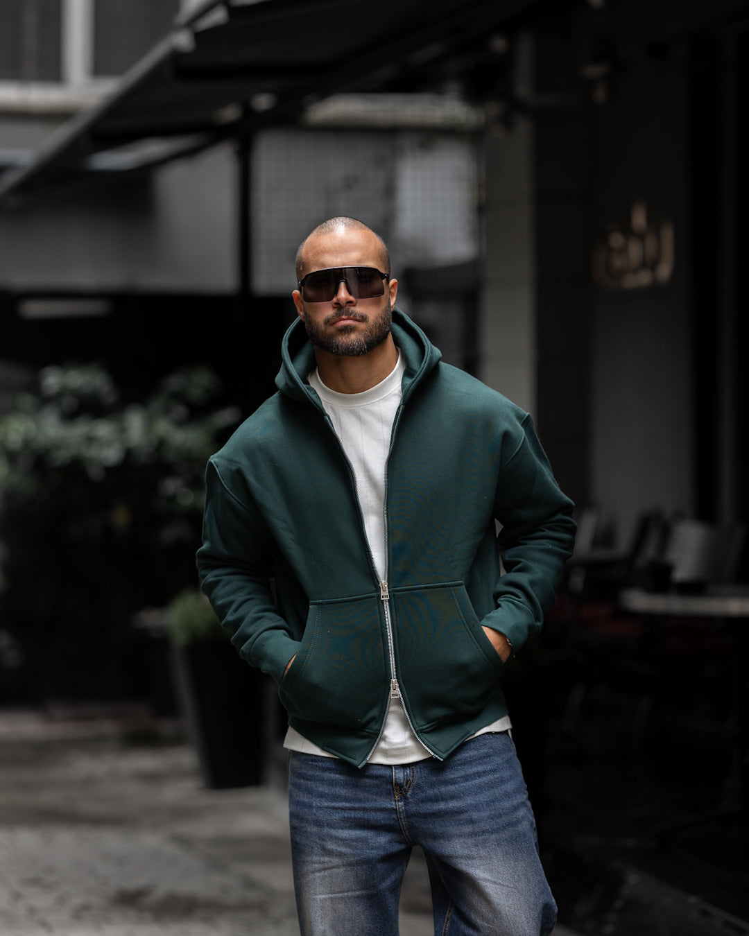 Oversized Basic Sweatshirt Zipper With Hoodie/4555