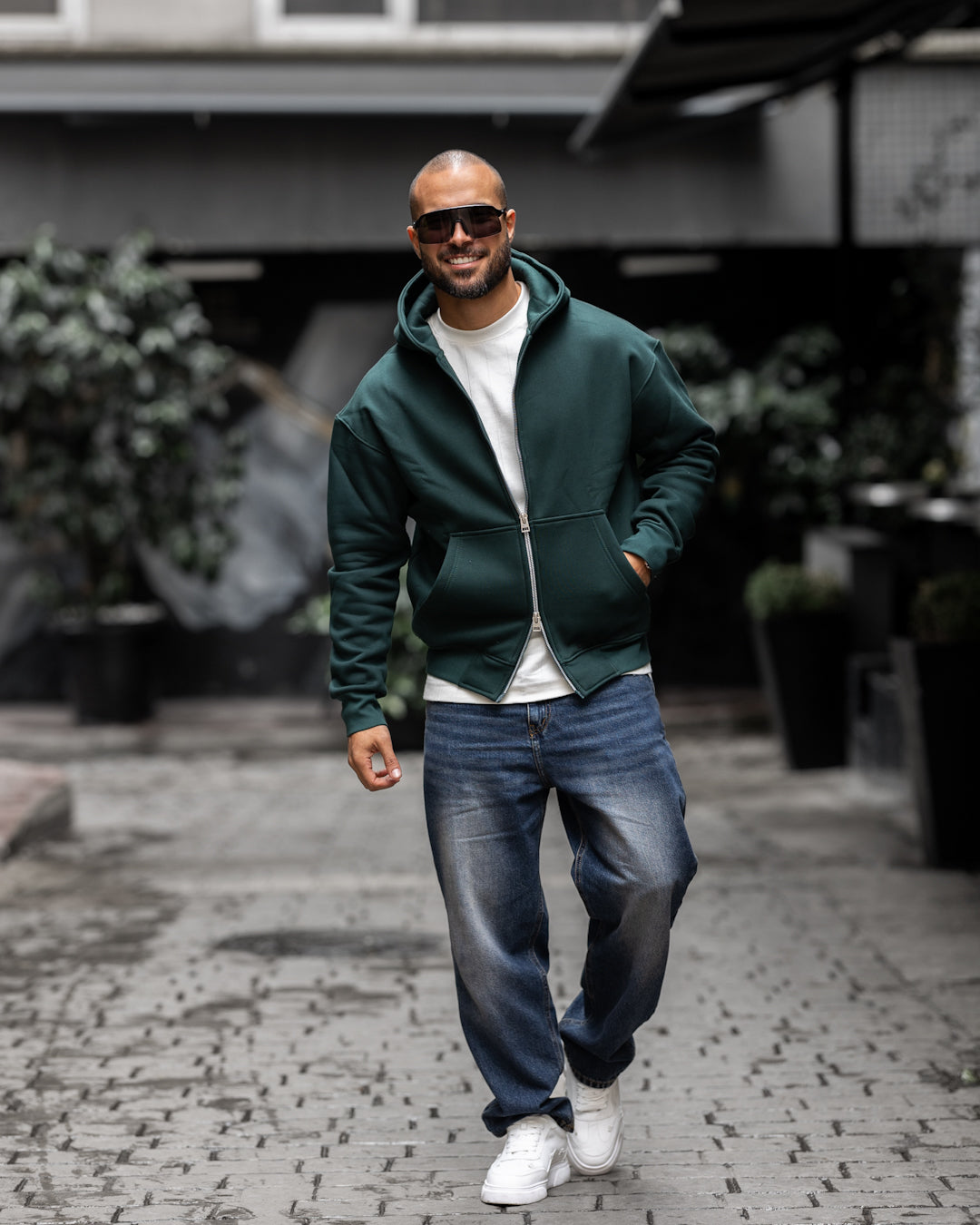 Oversized Basic Sweatshirt Zipper With Hoodie/4555