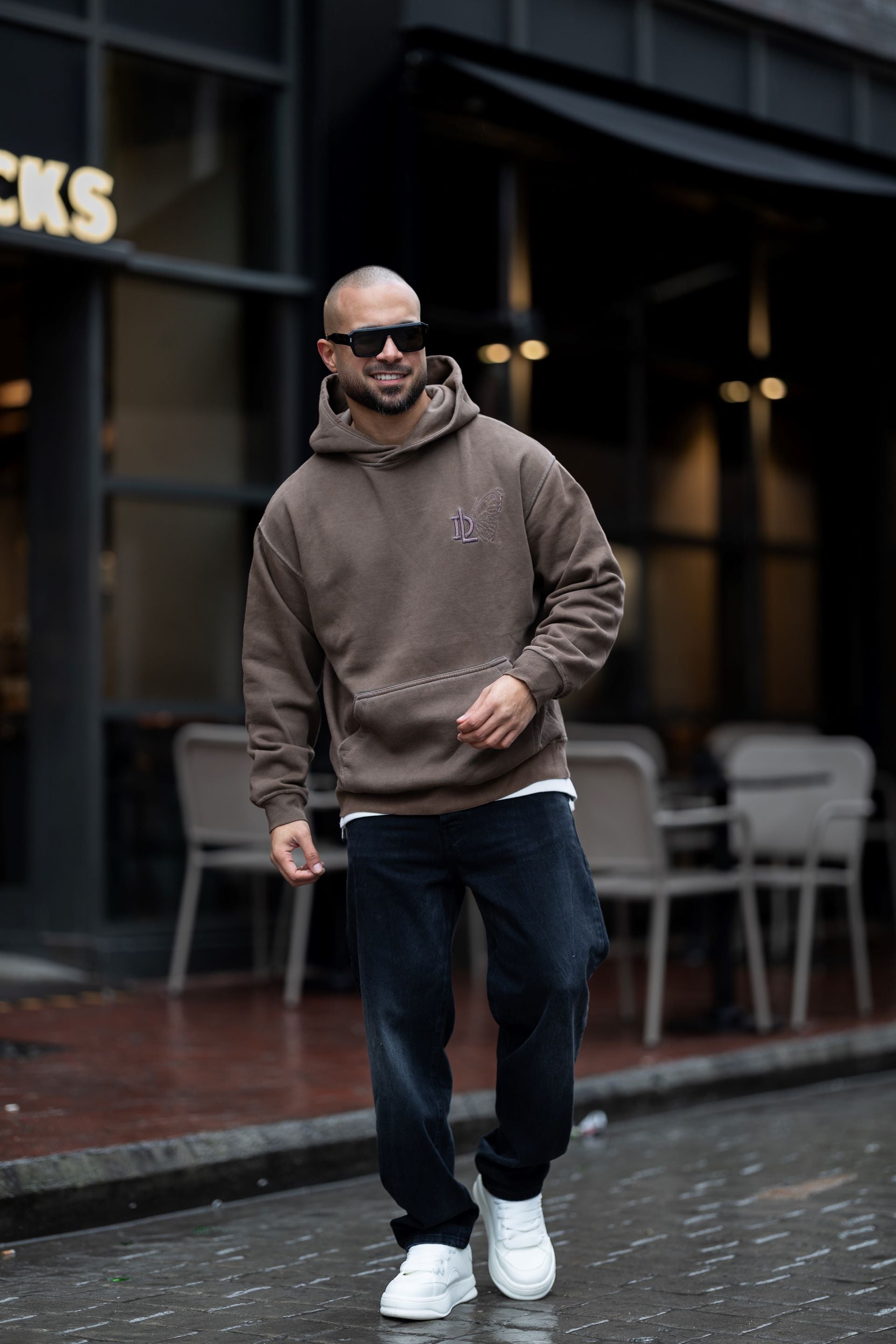 Washed Oversize Printed Hoodie/4515