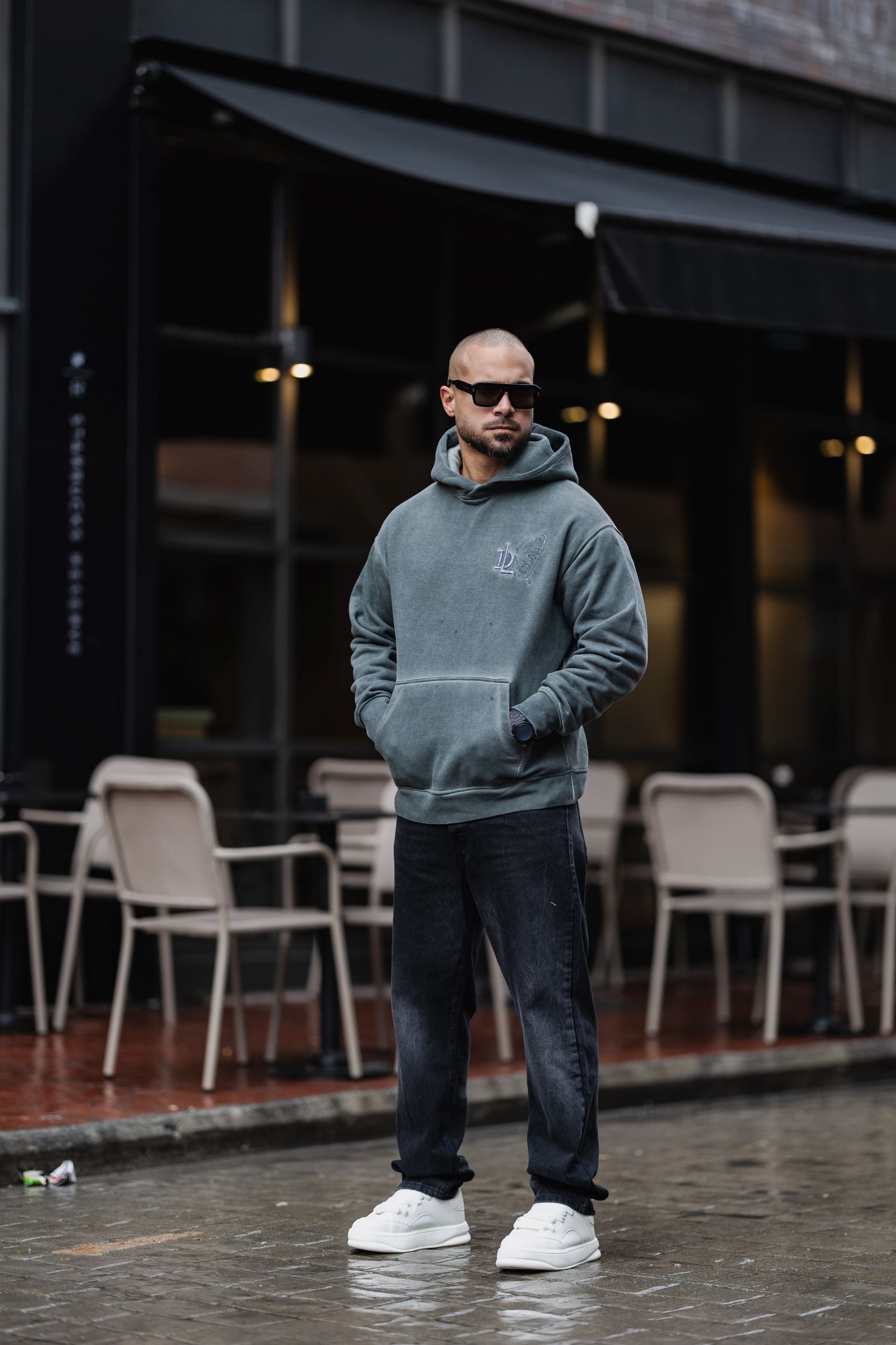 Washed Oversize Printed Hoodie/4515