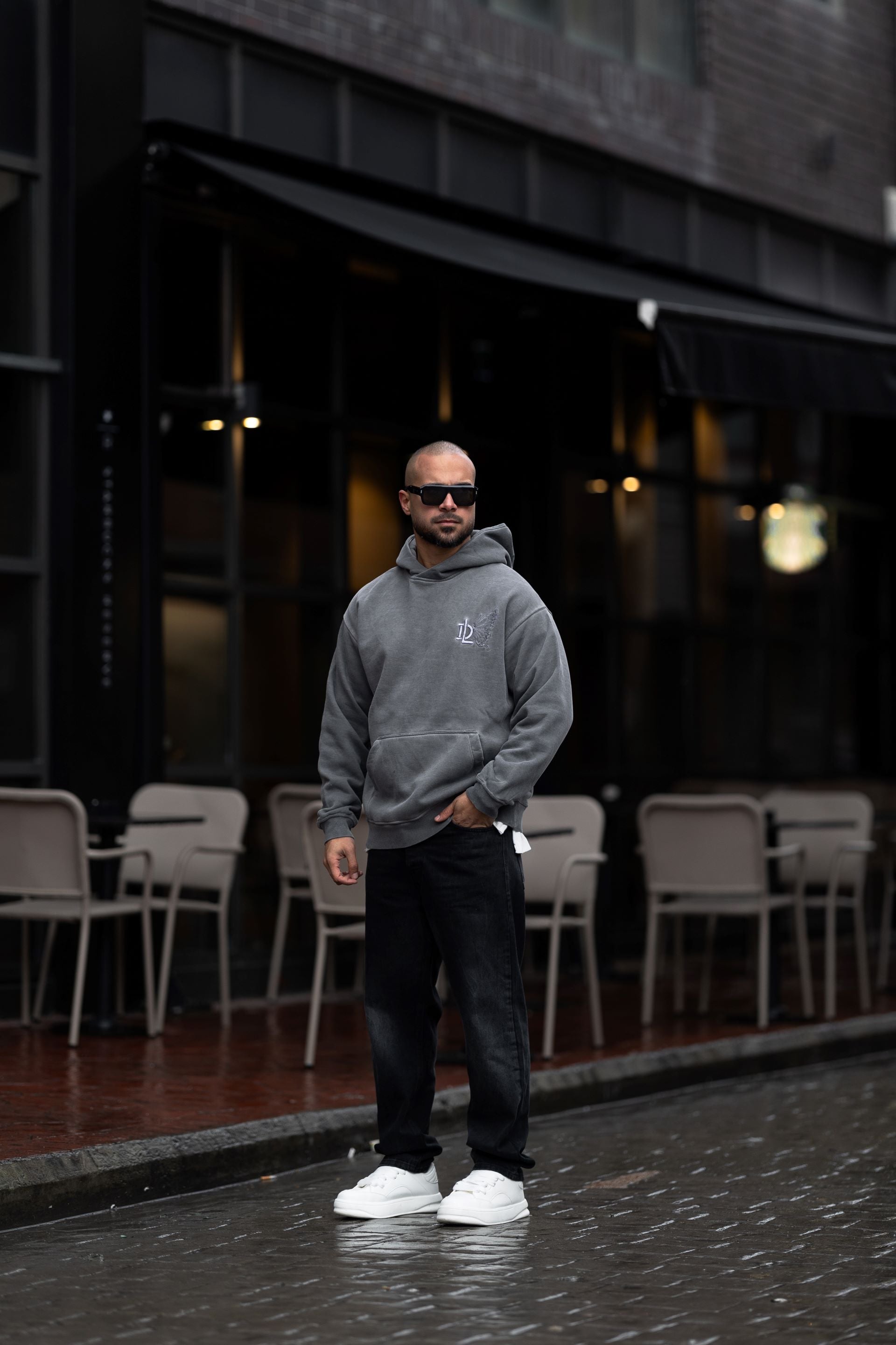Washed Oversize Printed Hoodie/4515
