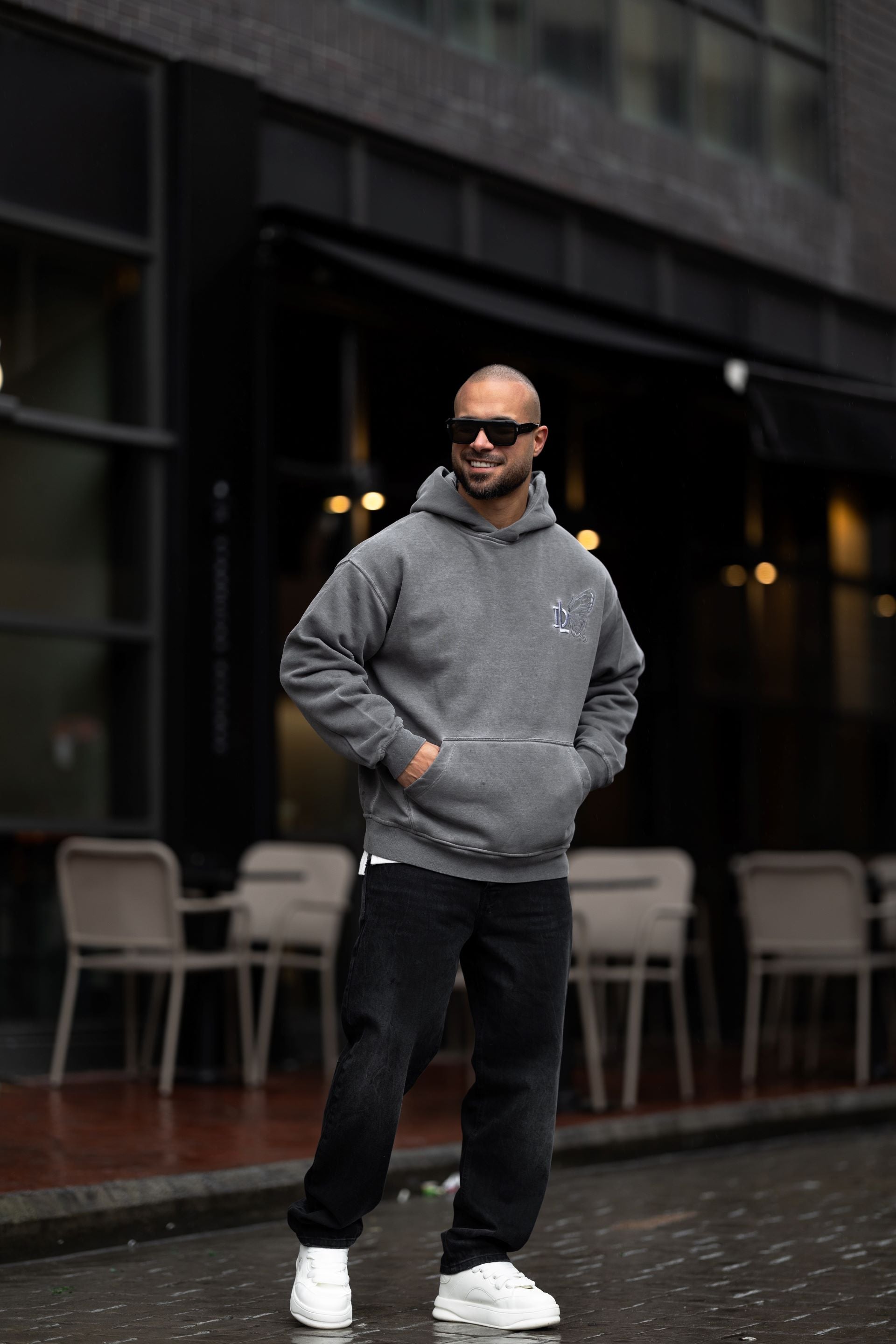 Washed Oversize Printed Hoodie/4515