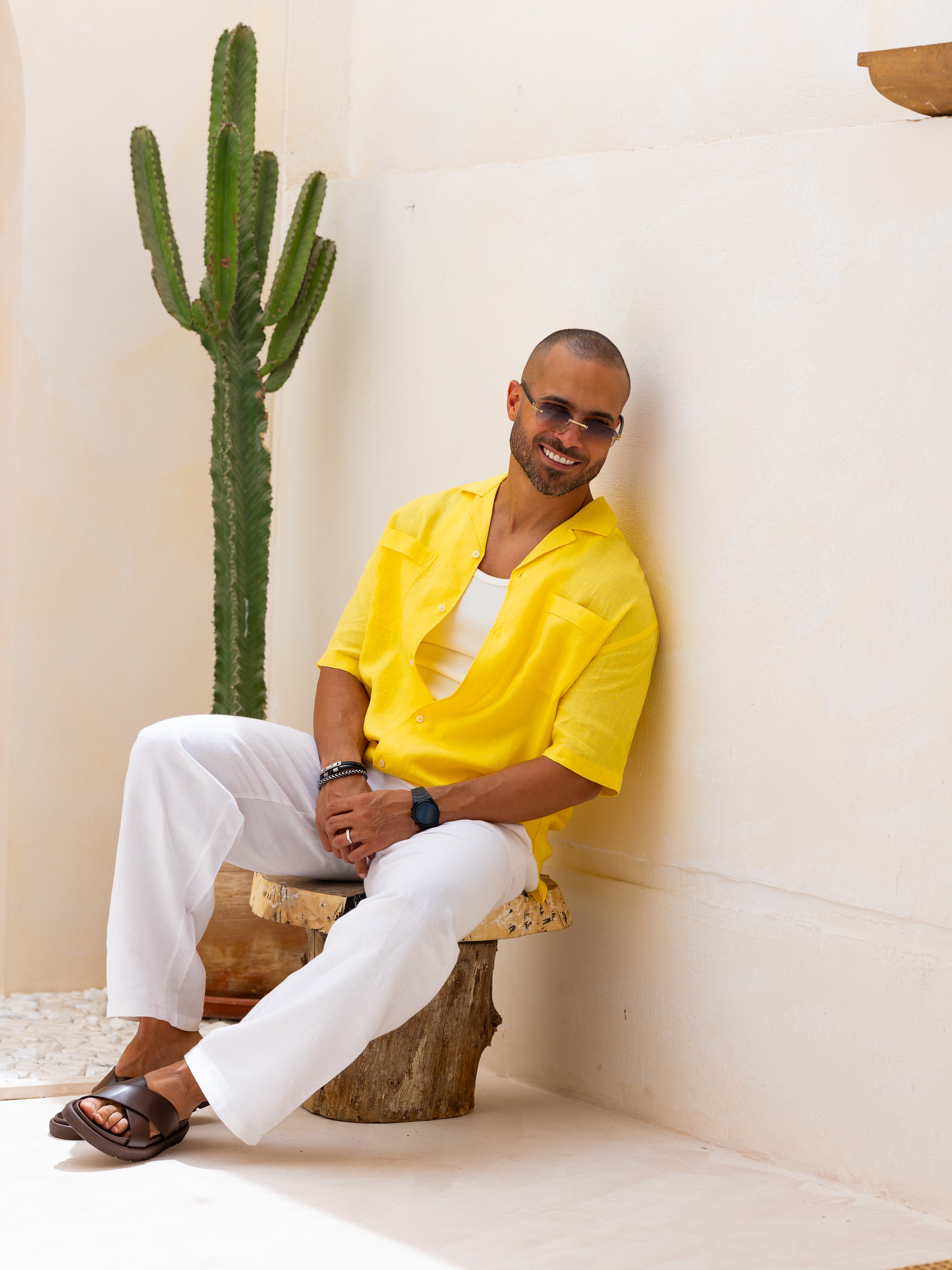Basic Oversize Linen Shirt Short Sleeves With Two Pocket/2322