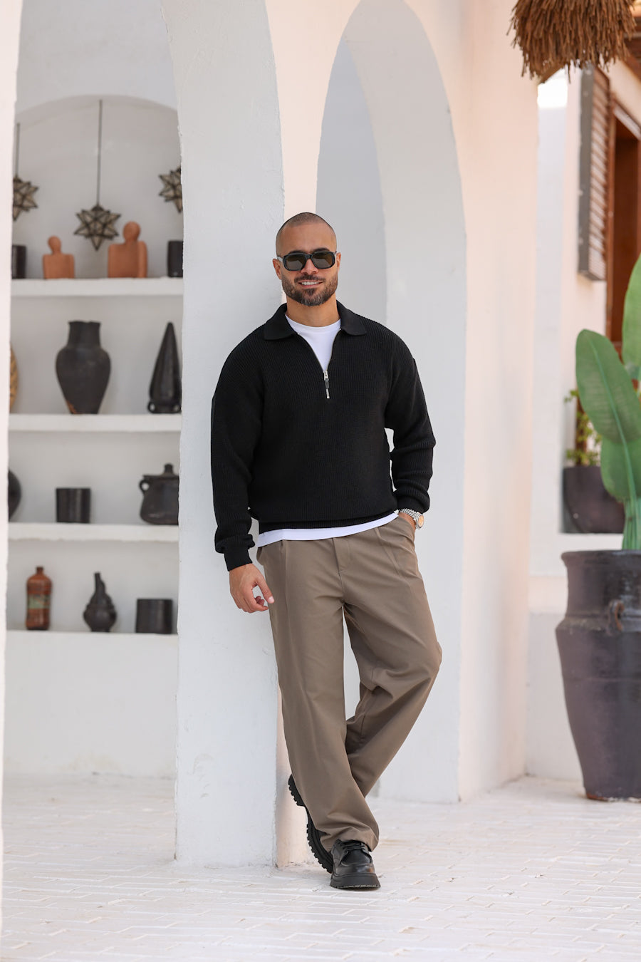 Basic Regular Fit Knitwear With Half Zipper/5021