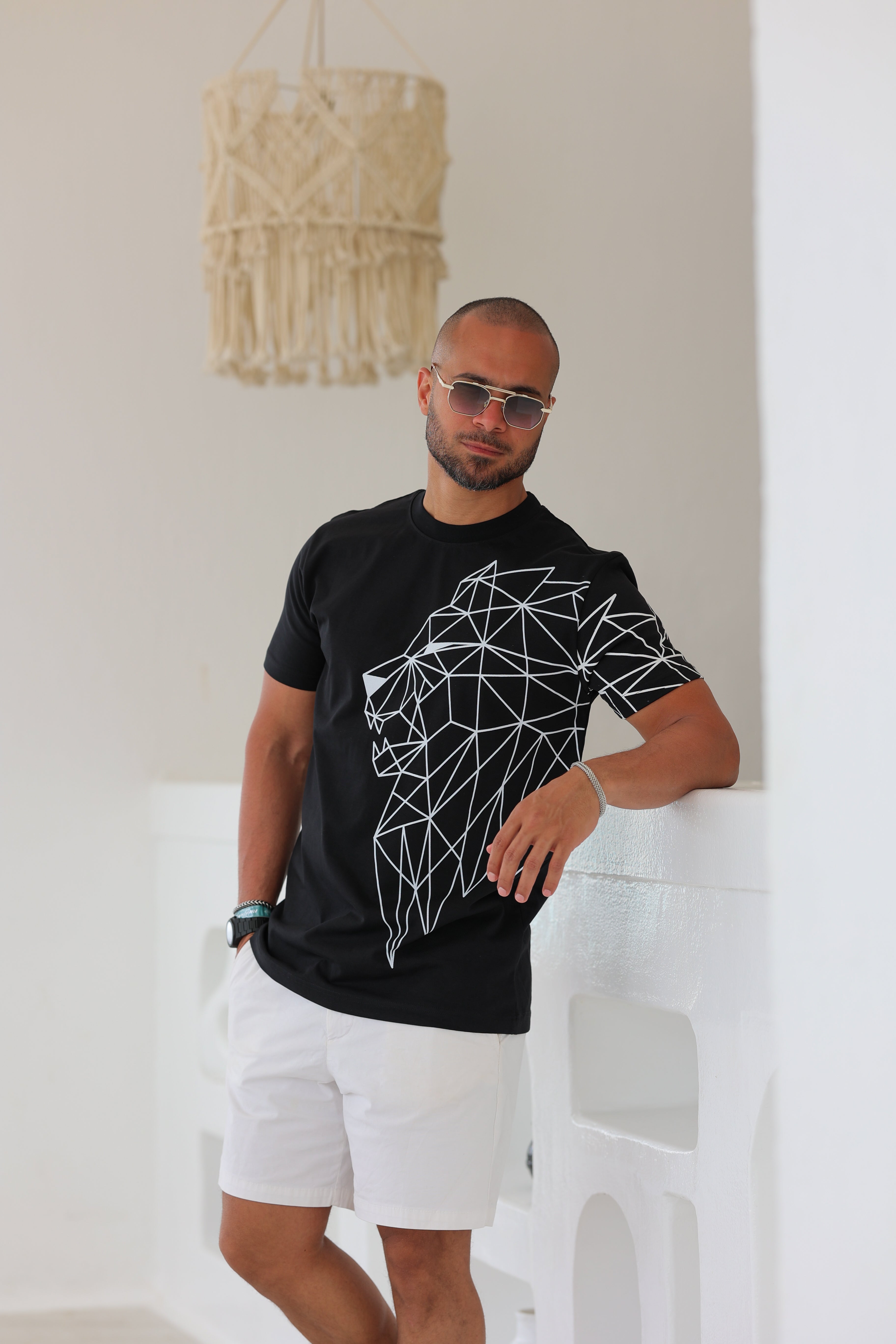 Slim Fit T-shirt With Printed Lion/3306