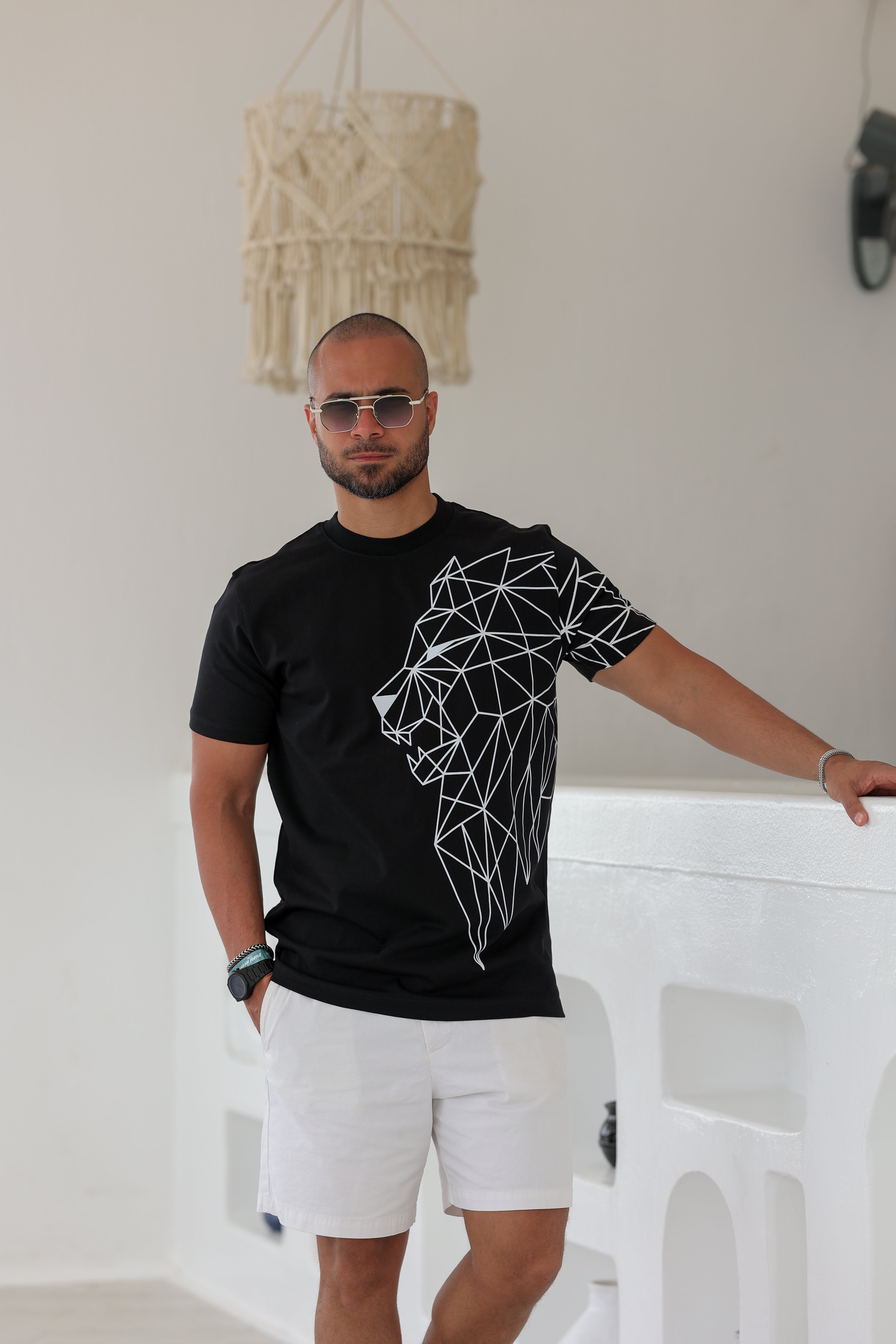 Slim Fit T-shirt With Printed Lion/3306