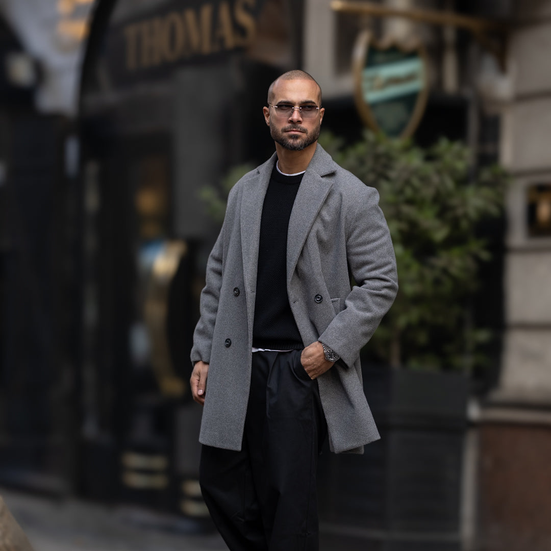 DOUBLE-BREASTED WOOL BLEND COAT/6606