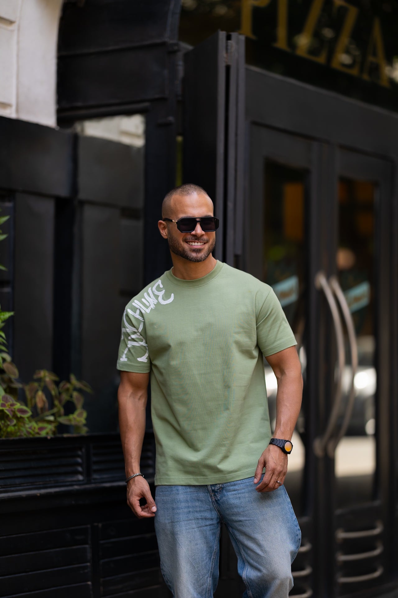 Regular Fit T-shirt With Printed On Sleeve/3325