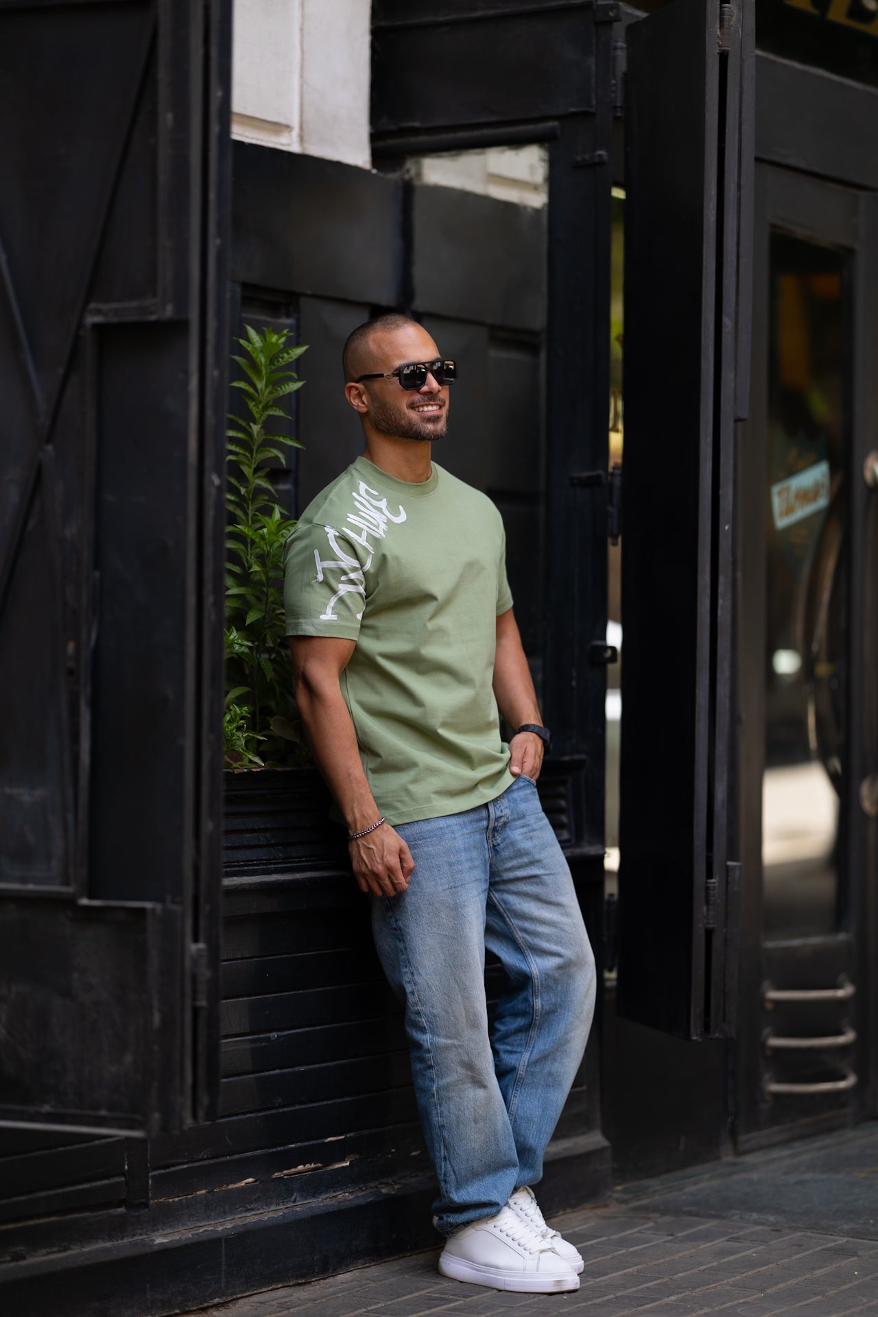 Regular Fit T-shirt With Printed On Sleeve/3325
