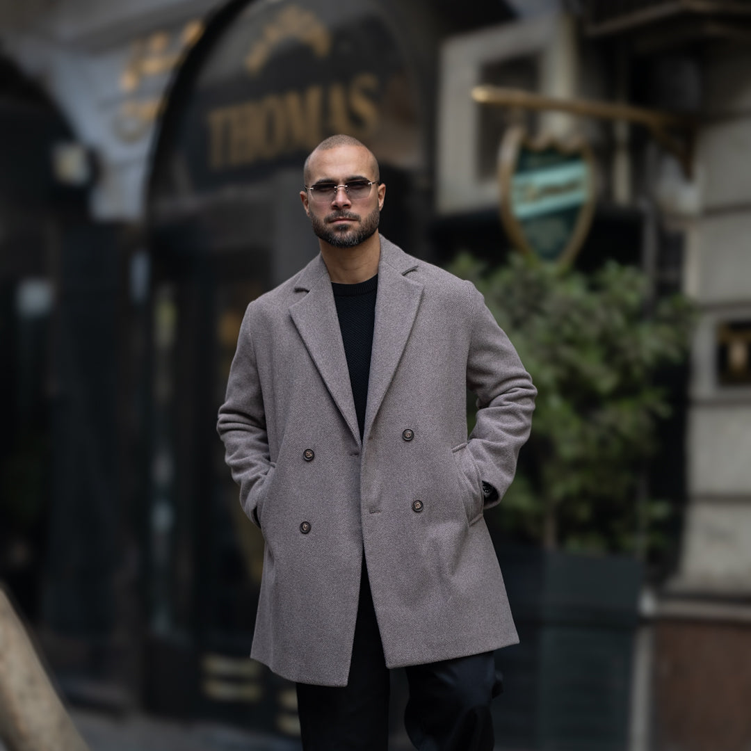 DOUBLE-BREASTED WOOL BLEND COAT/6606