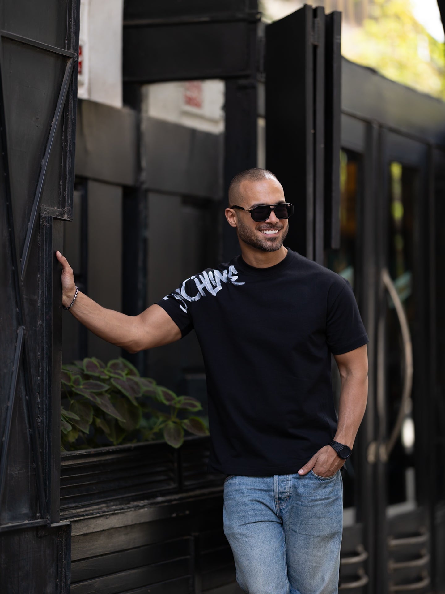 Regular Fit T-shirt With Printed On Sleeve/3325