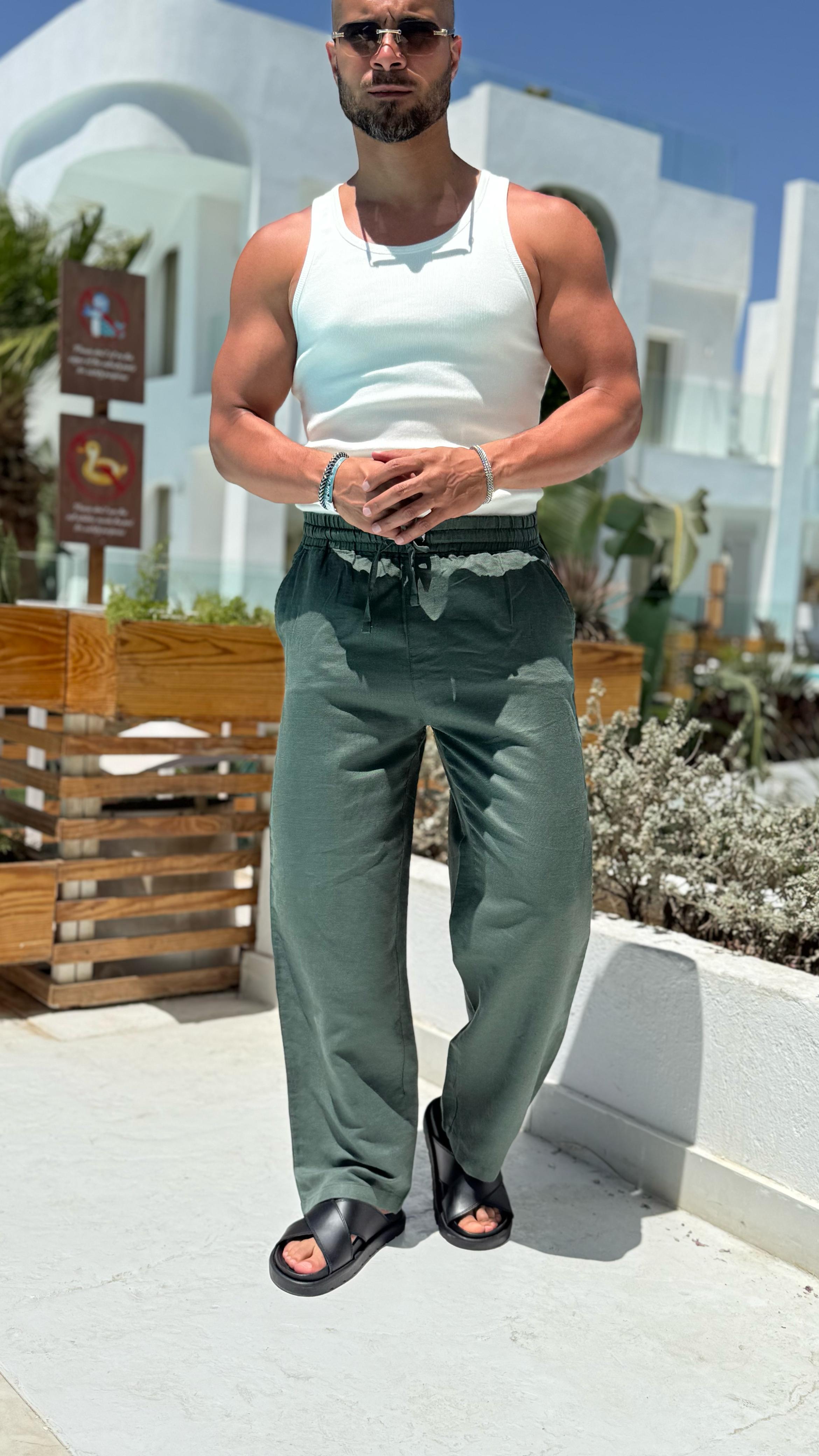 Basic Wide Leg Linen Pant/3220