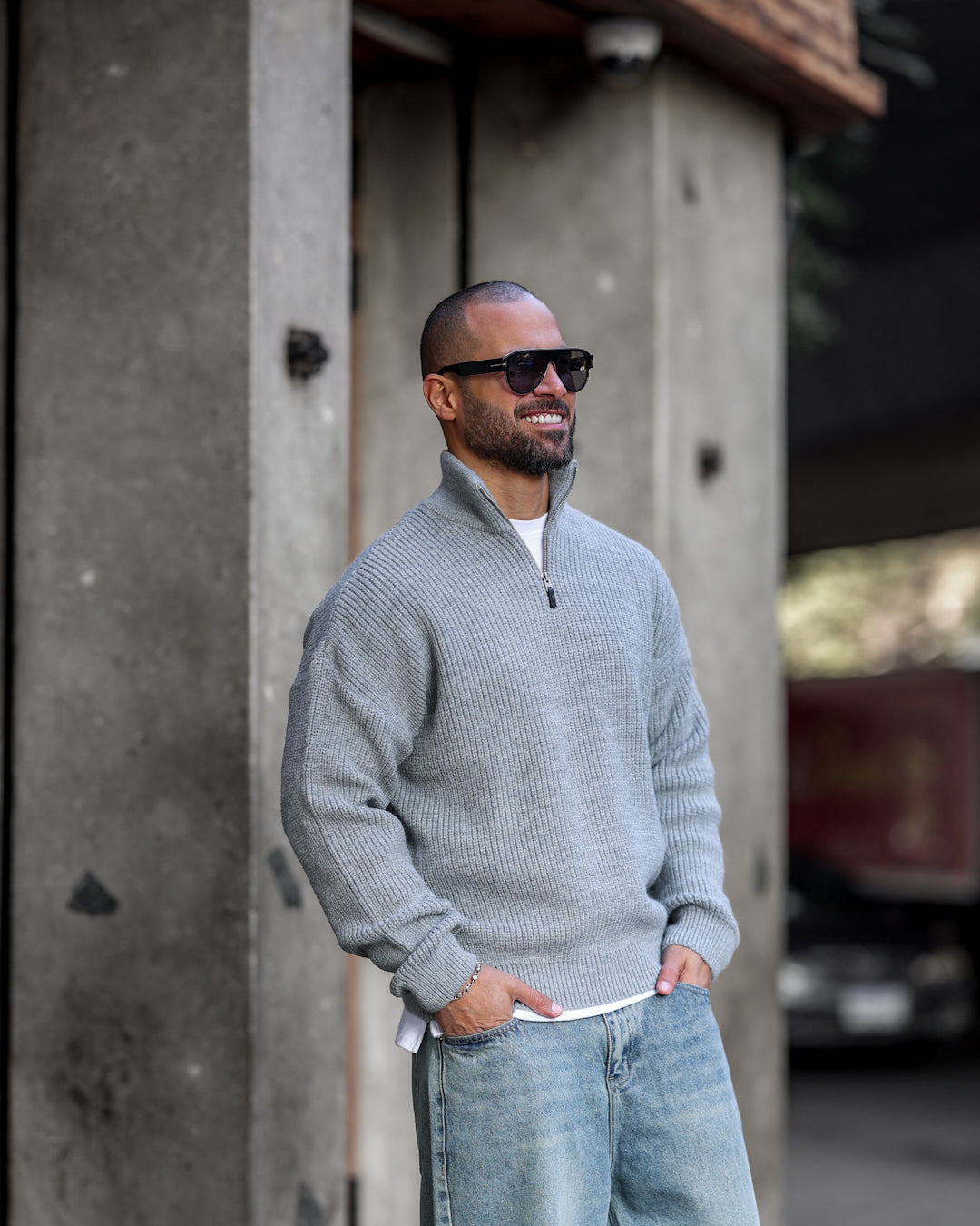 Wool Regular Fit knitwear Wite Half Zipper/ 5017