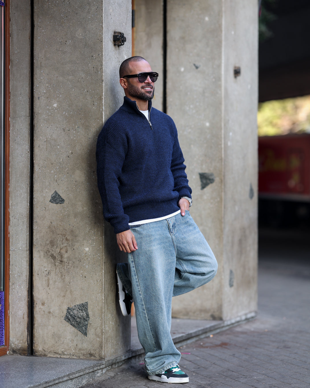 Wool Regular Fit knitwear Wite Half Zipper/ 5017