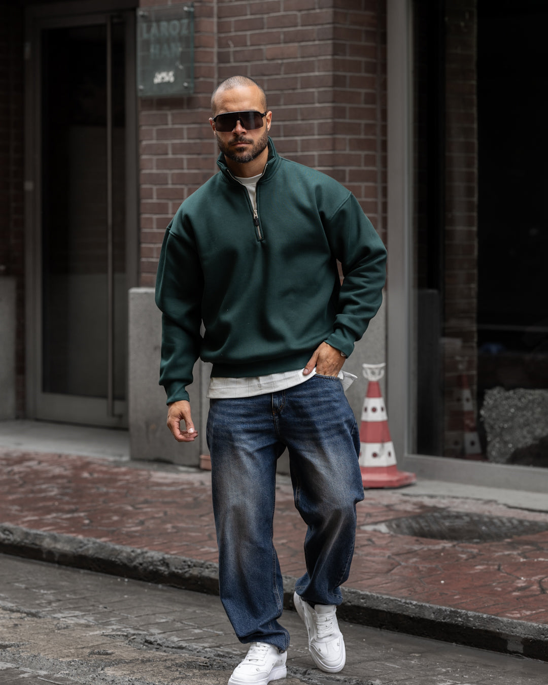 Oversized Basic Sweatshirt With Half Zipper/4558