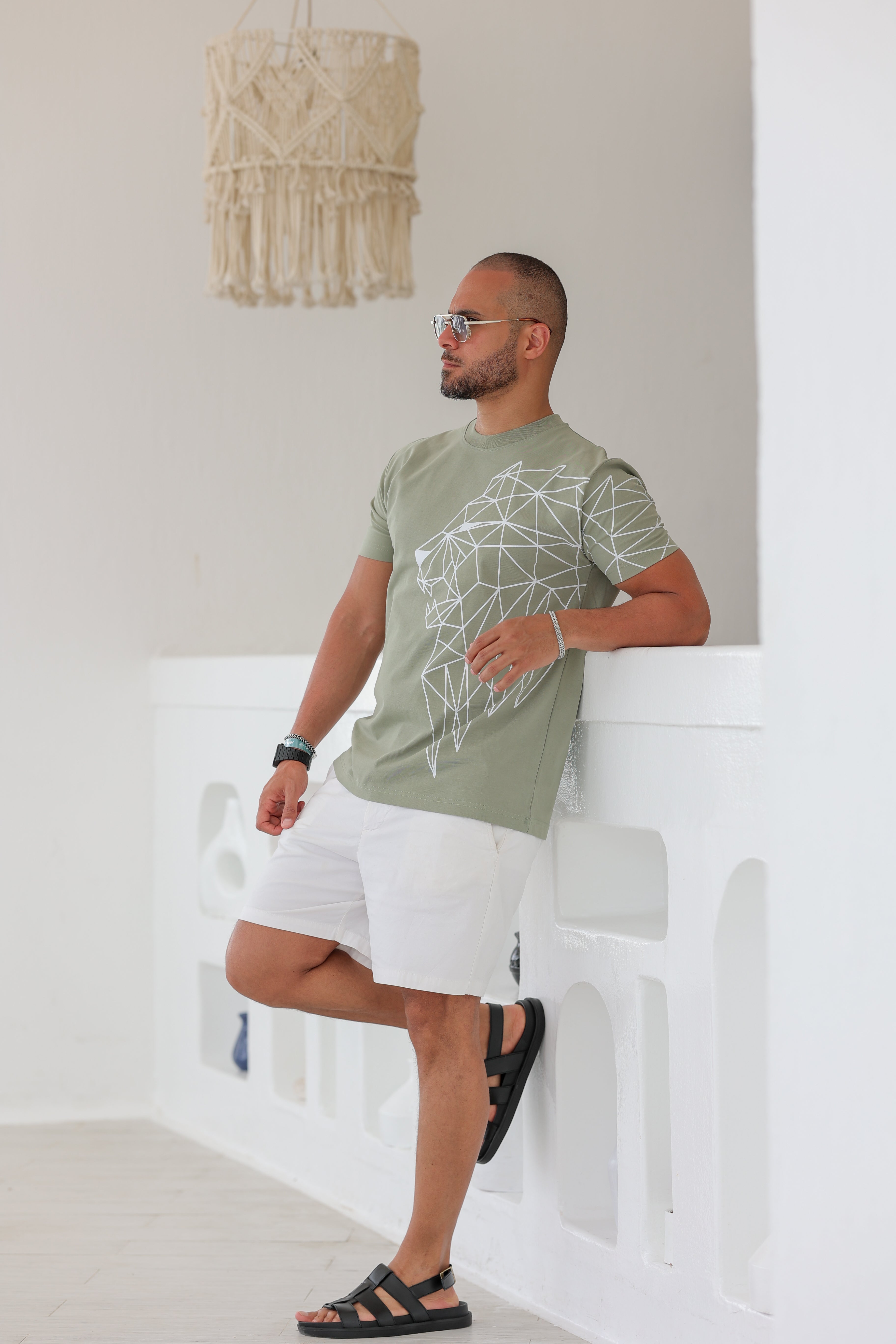 Slim Fit T-shirt With Printed Lion/3306