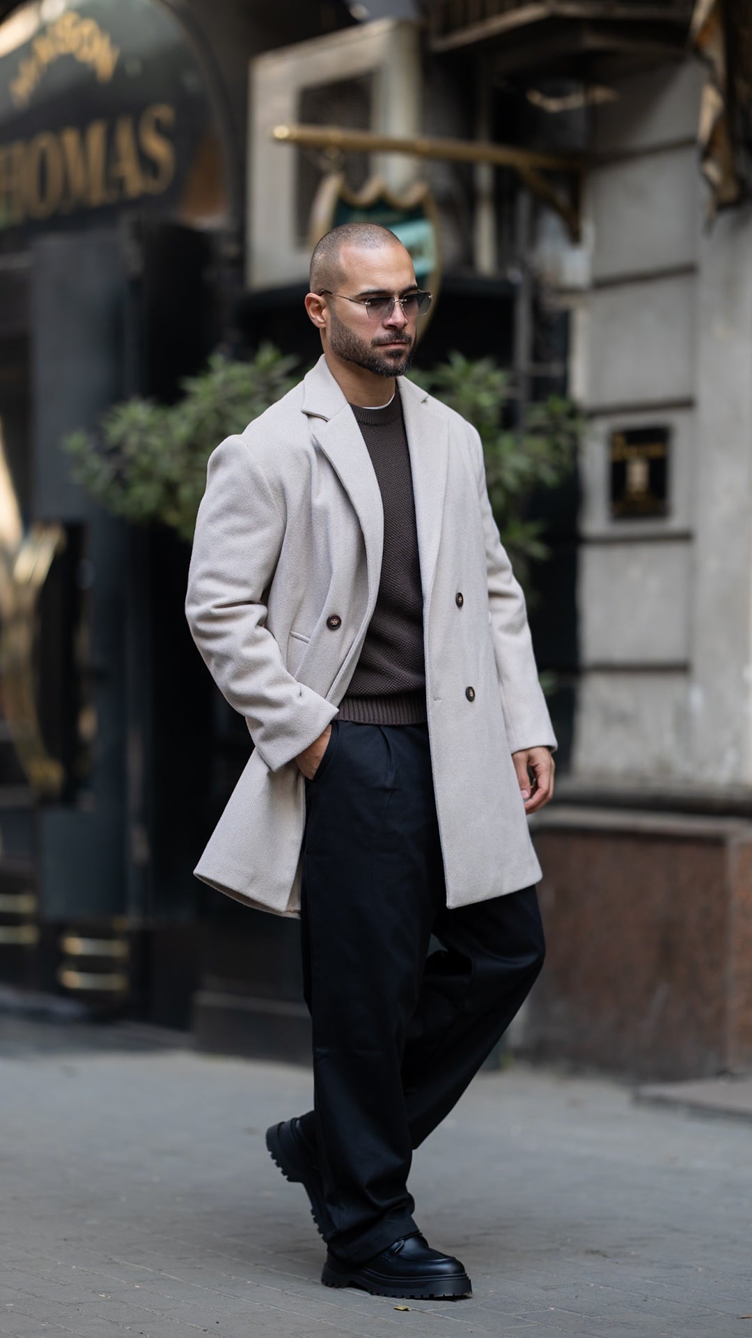 DOUBLE-BREASTED WOOL BLEND COAT/6606