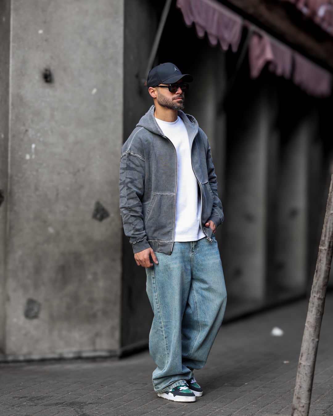 Oversized Cutting Hoodie With Zipper/4567