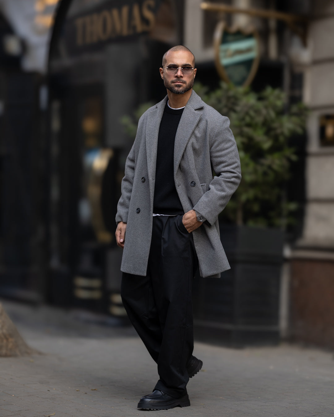 DOUBLE-BREASTED WOOL BLEND COAT/6606