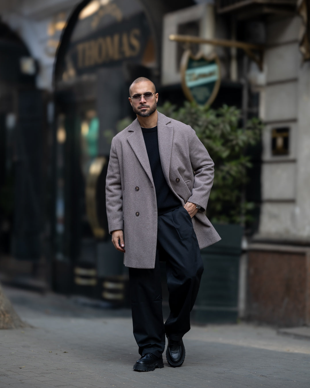 DOUBLE-BREASTED WOOL BLEND COAT/6606