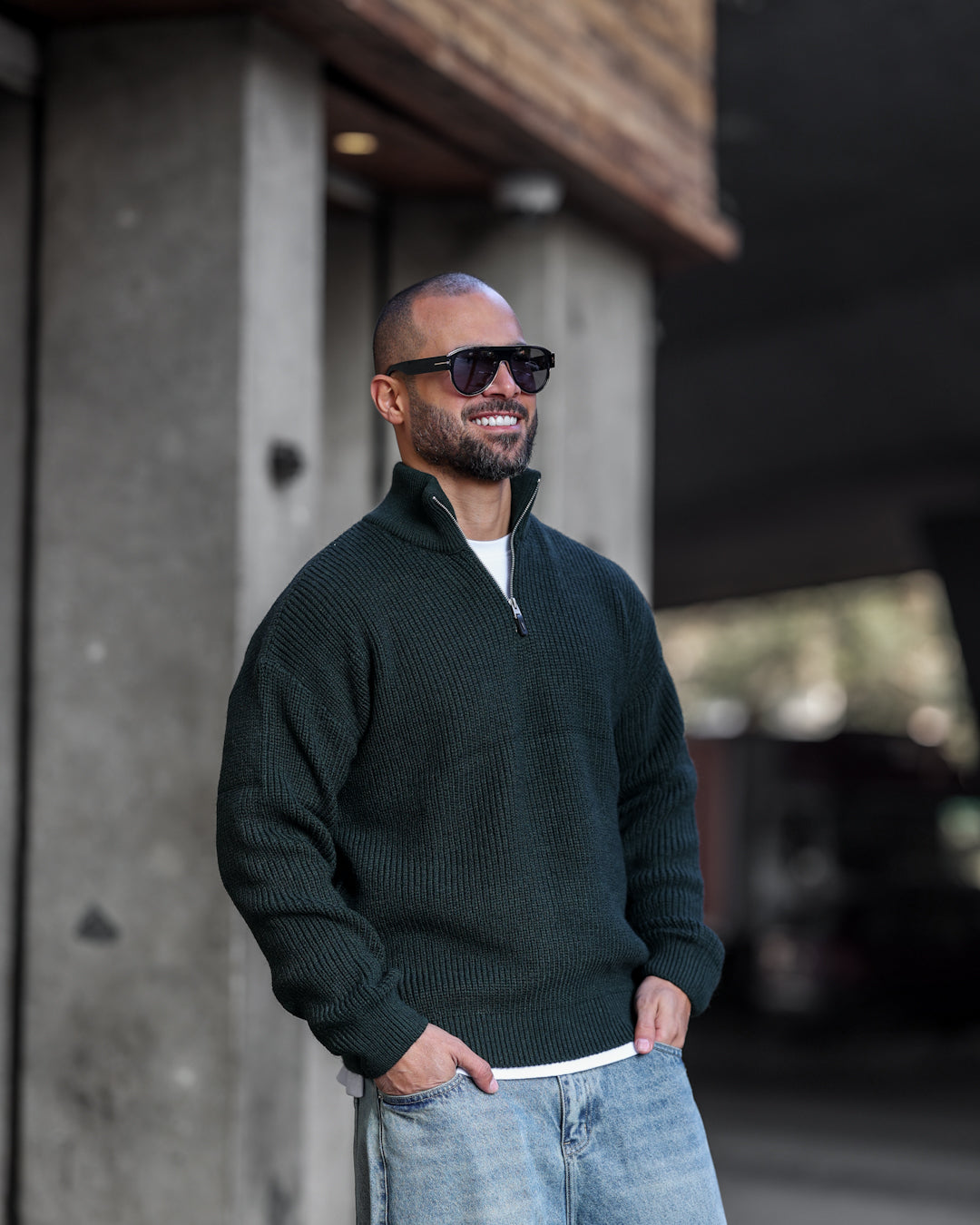 Wool Regular Fit knitwear Wite Half Zipper/ 5017