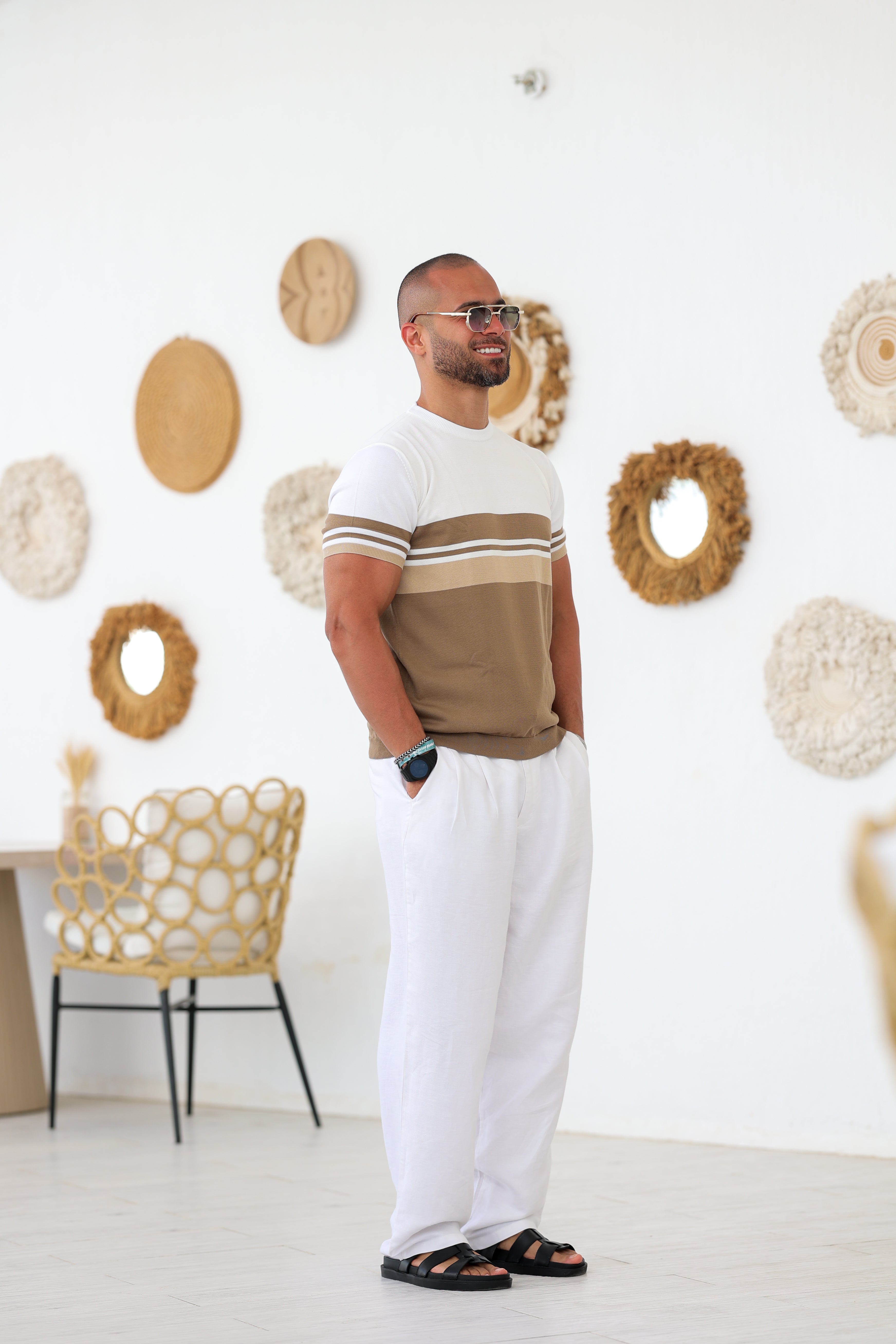 Stripped Slim Fit Knitwear T-shirt/5015