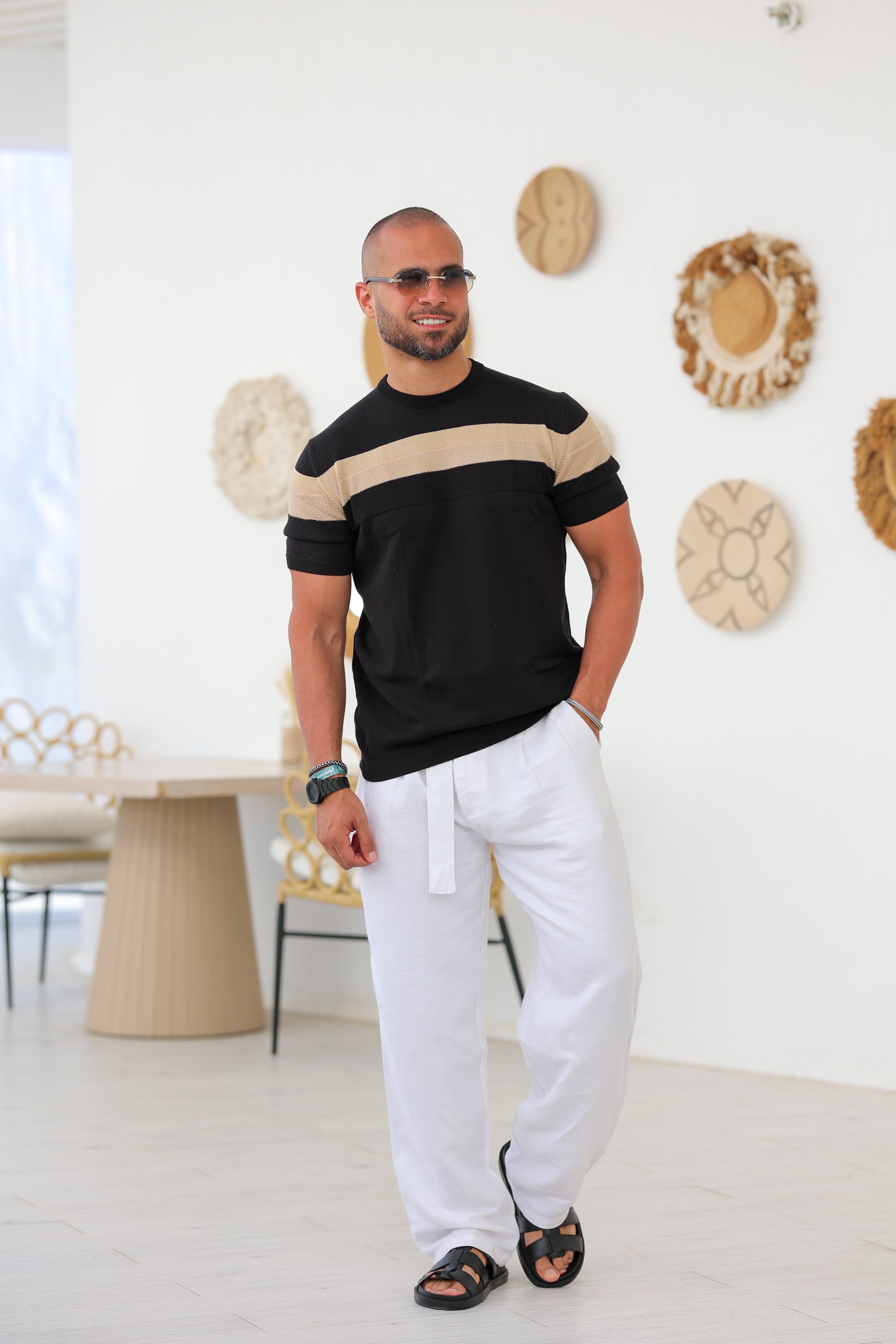 Slim Fit Knitwear T-shirt With Mixed Color/5016