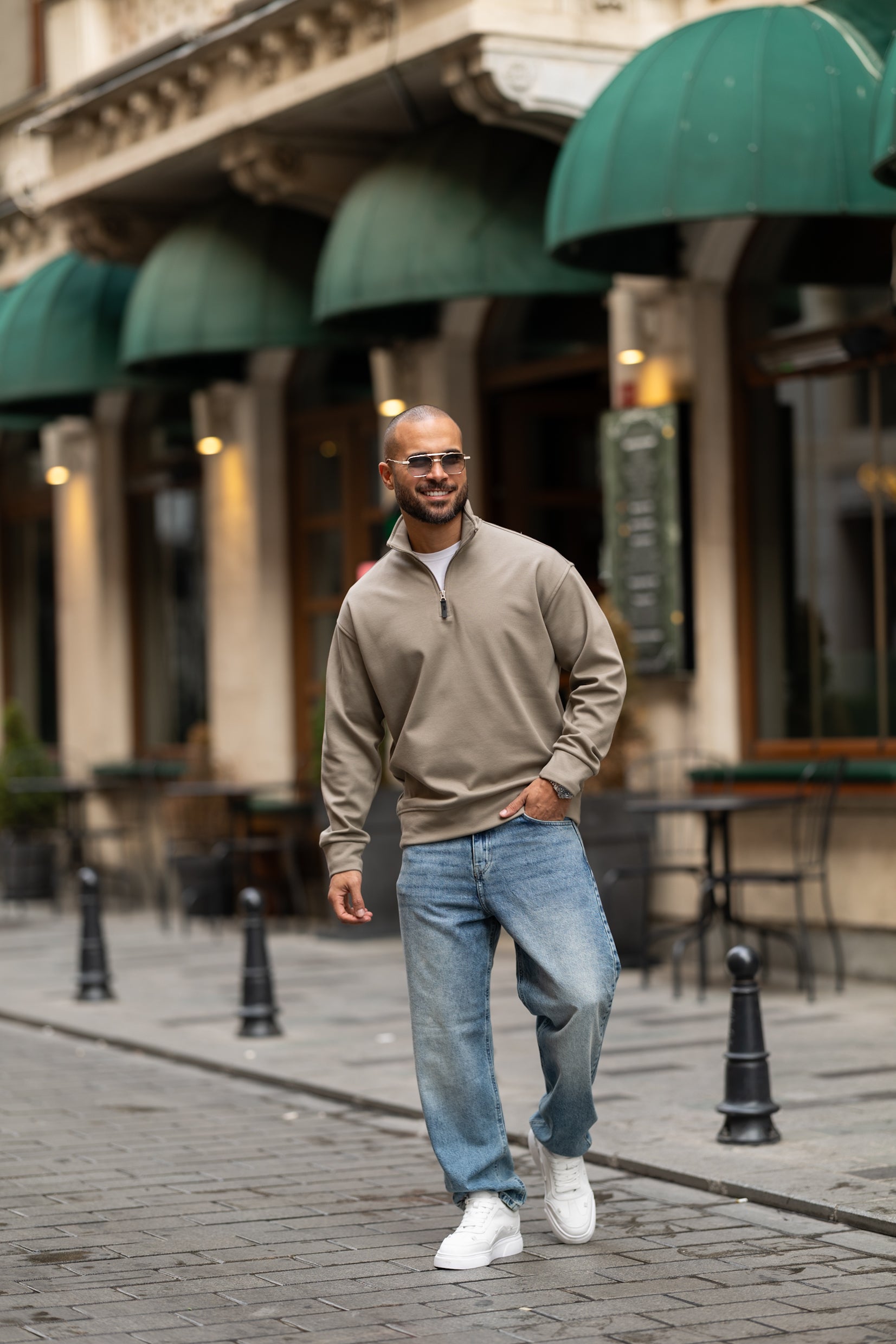 Basic Half Zipper Oversized Hoodie/4573