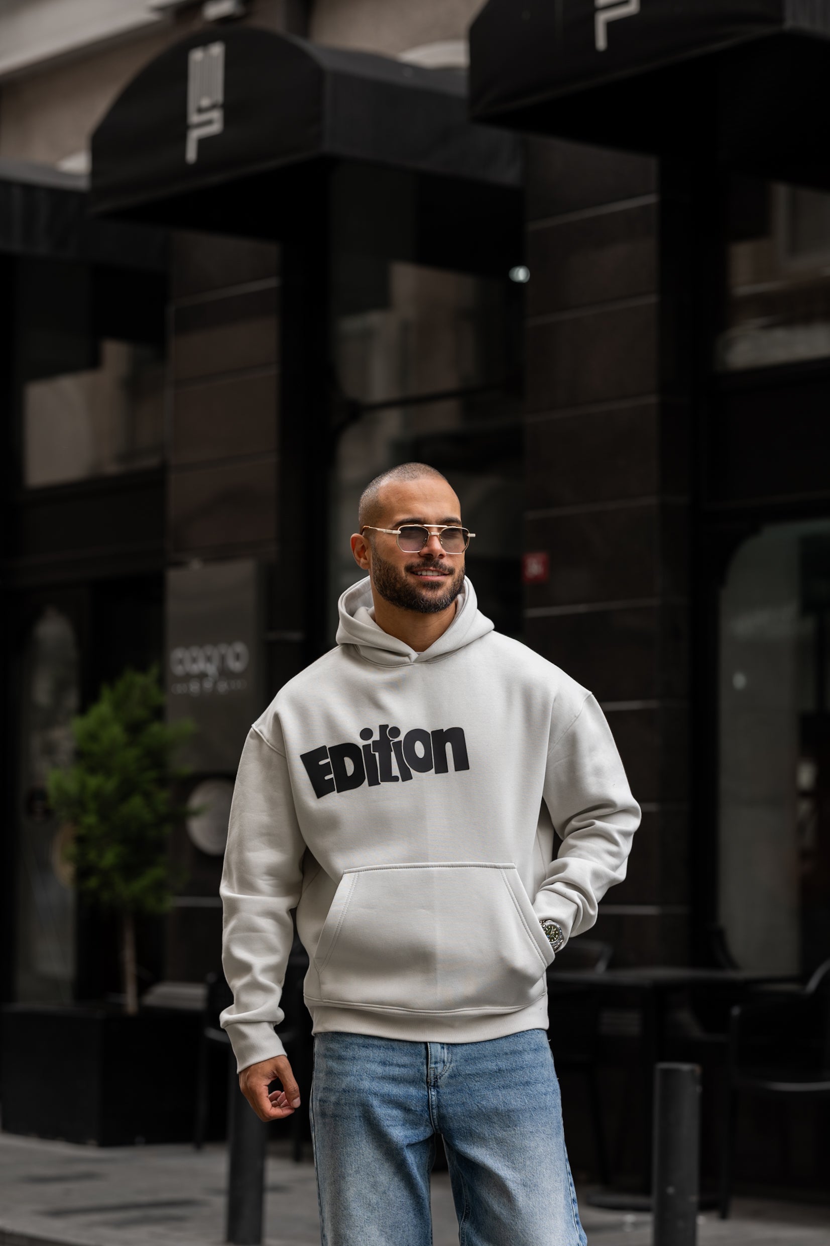 Oversized Hoodie With Printed "Edition"/4557