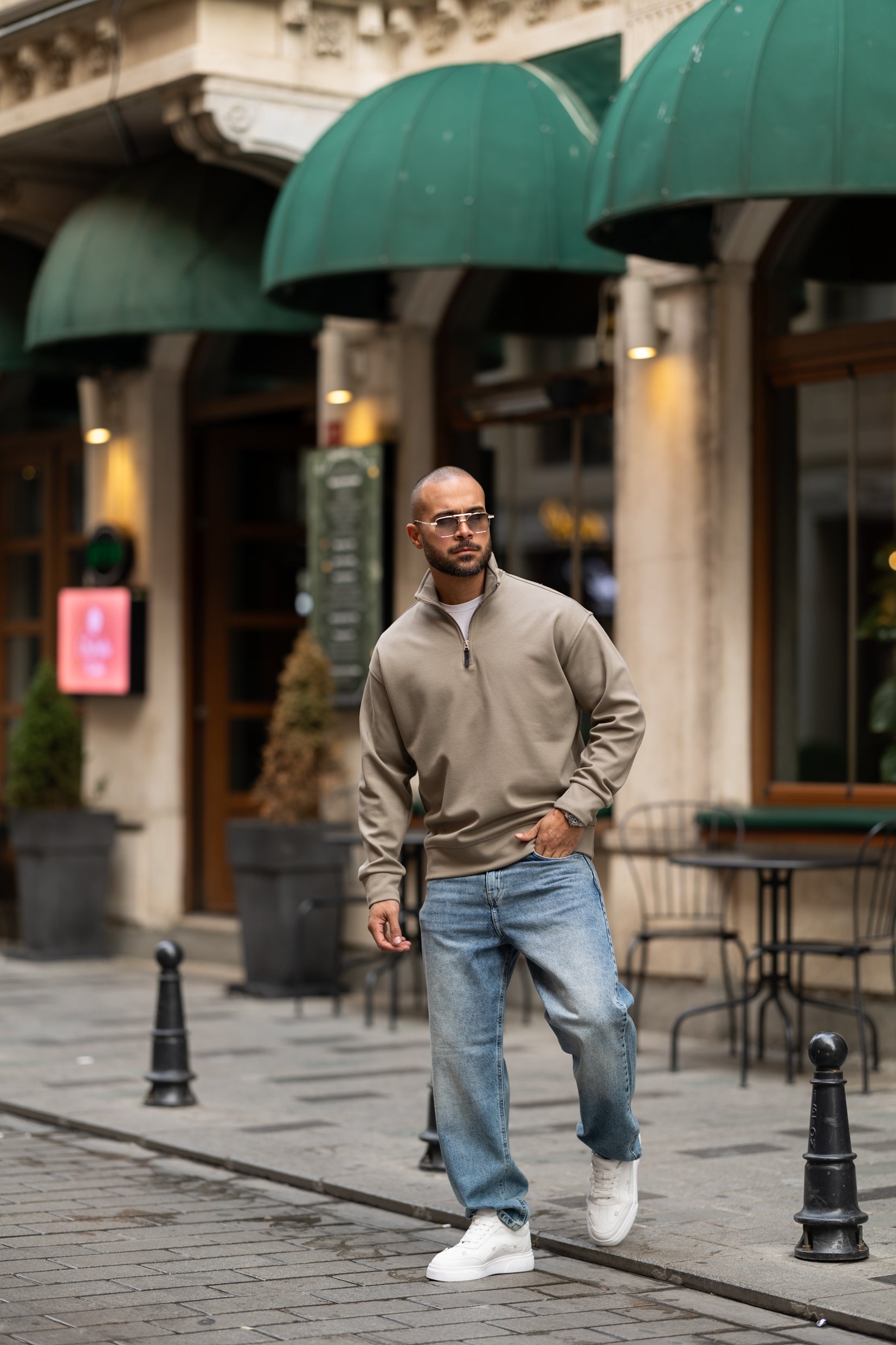 Basic Half Zipper Oversized Hoodie/4573