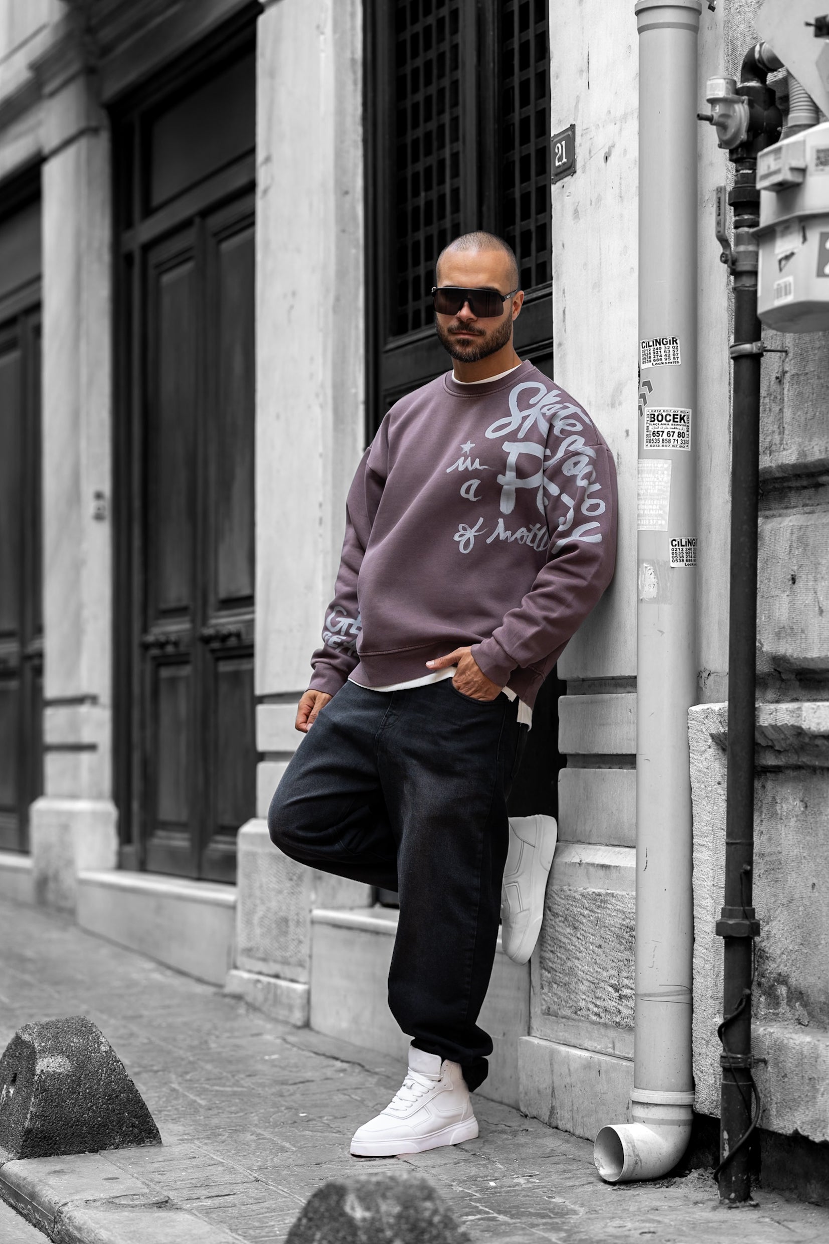 Printed Oversize Round Sweatshirt/4550