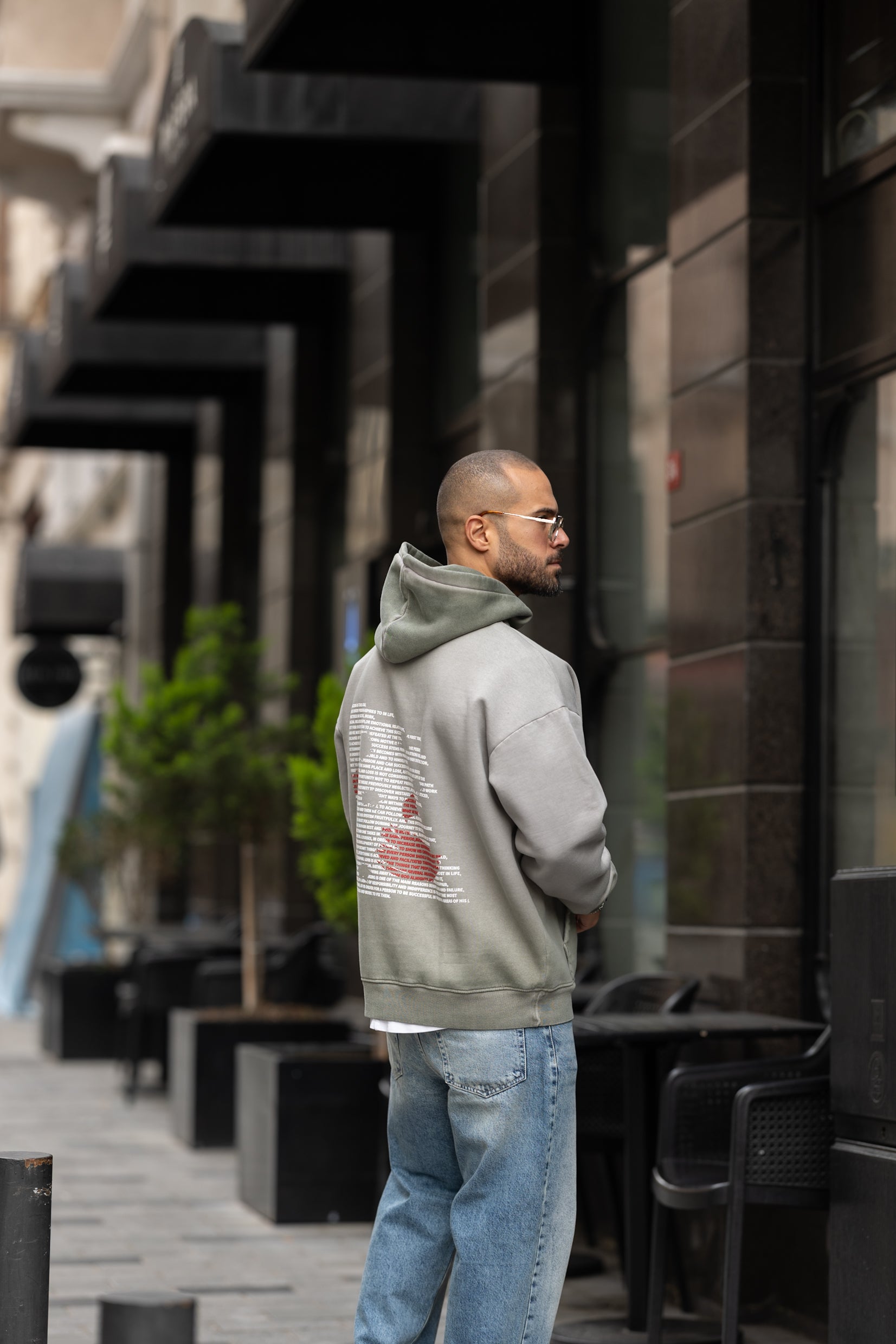 Relaxed Fit Printed Hoodie/4551