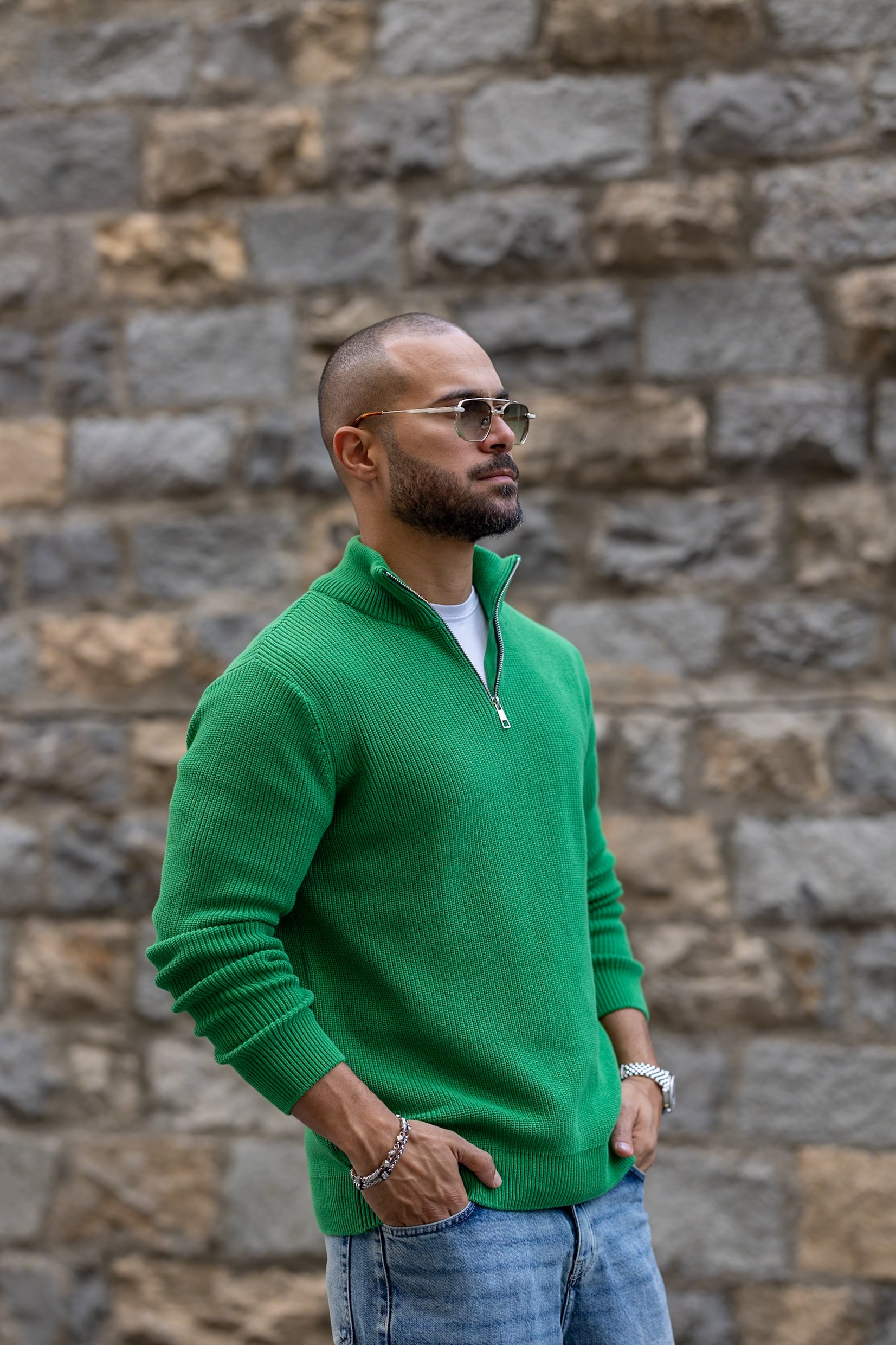 Basic Regular Fit Knitwear With Half Zipper/5026