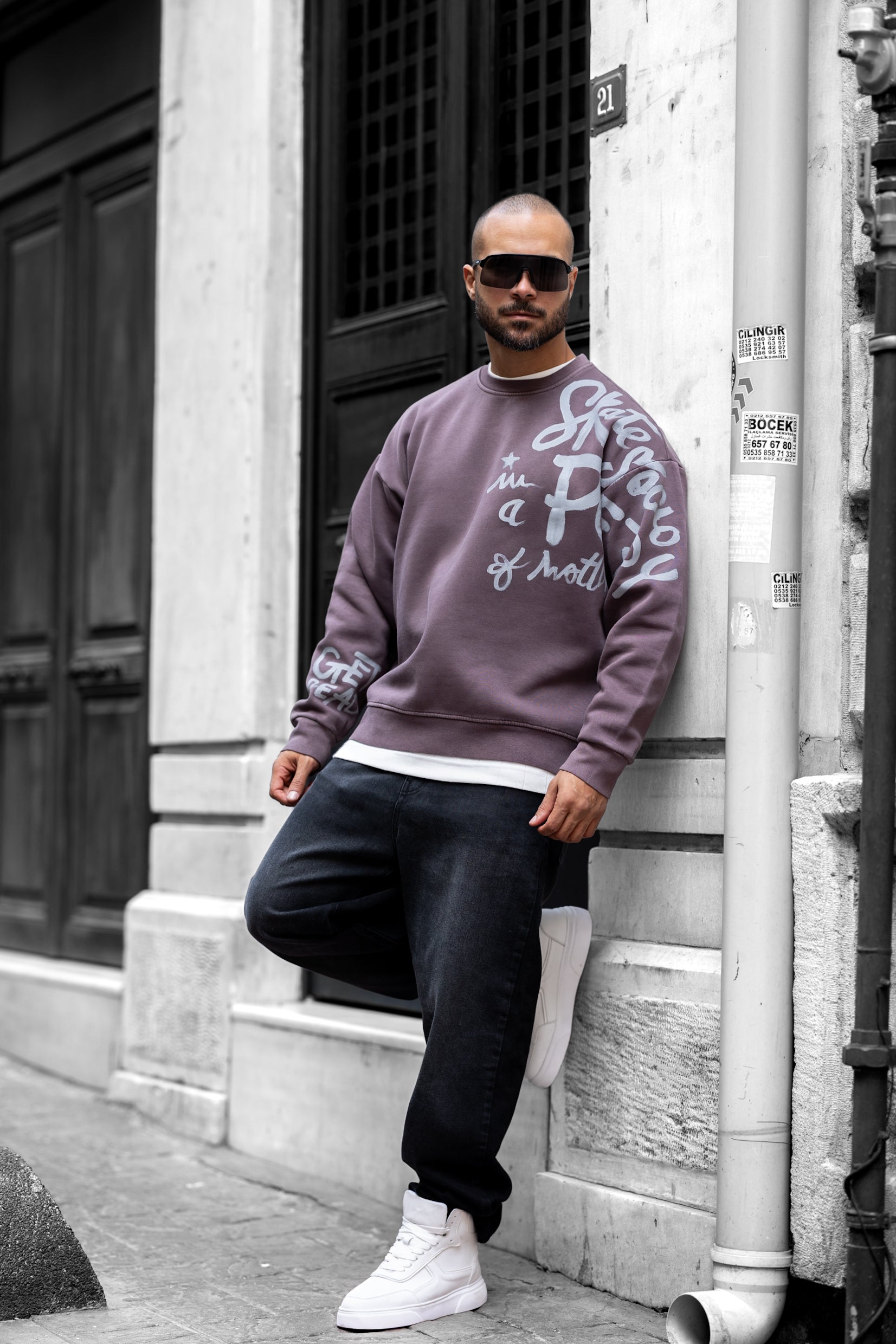 Printed Oversize Round Sweatshirt/4550