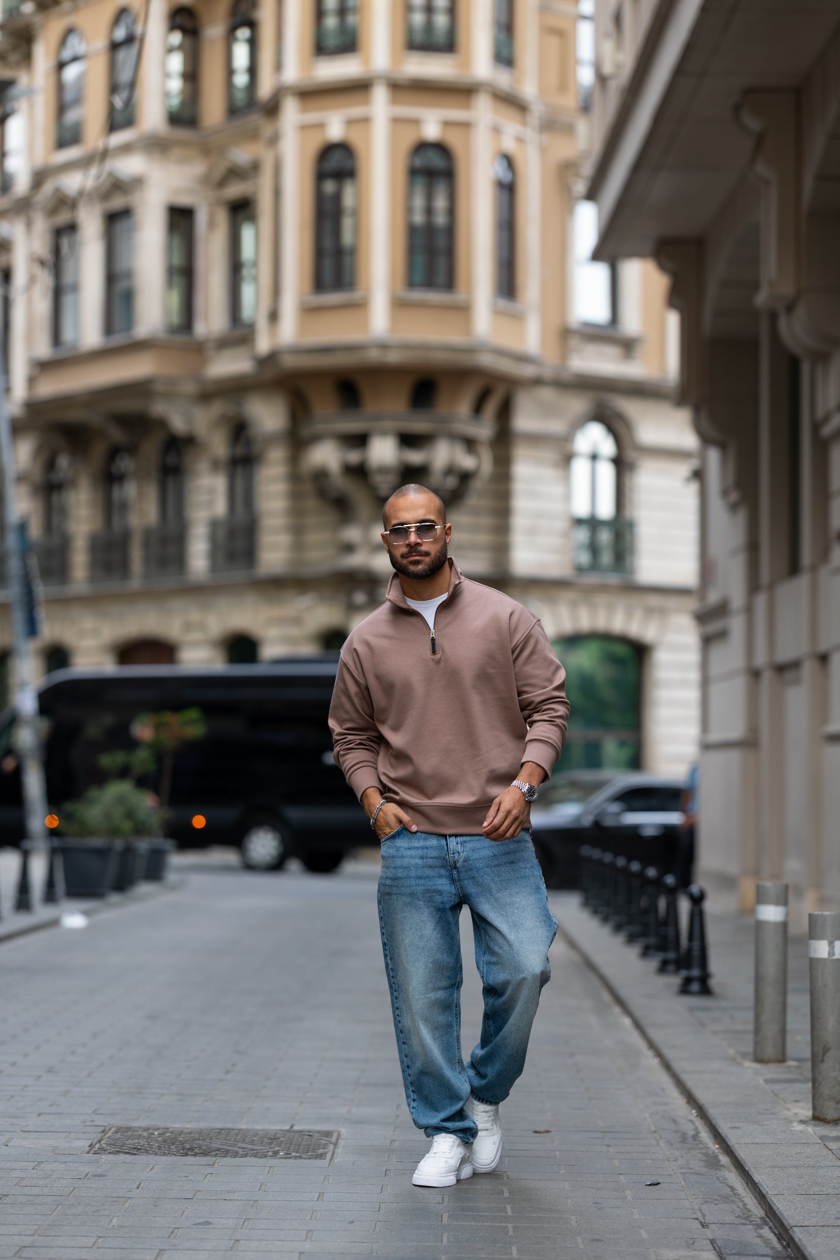 Basic Half Zipper Oversized Hoodie/4573