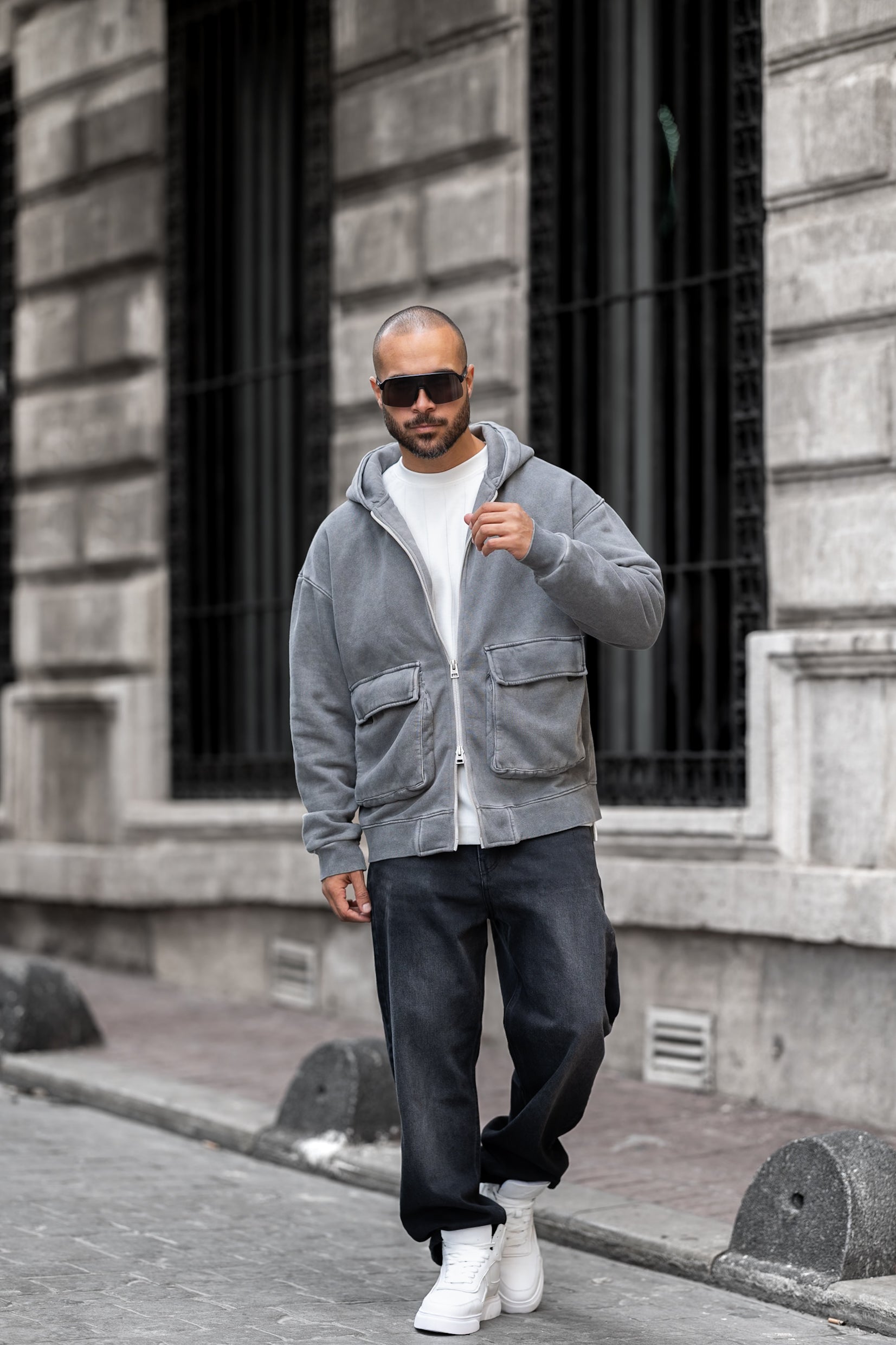 Basic Relaxed Fit Oxid Hoodie With Zipper/4564