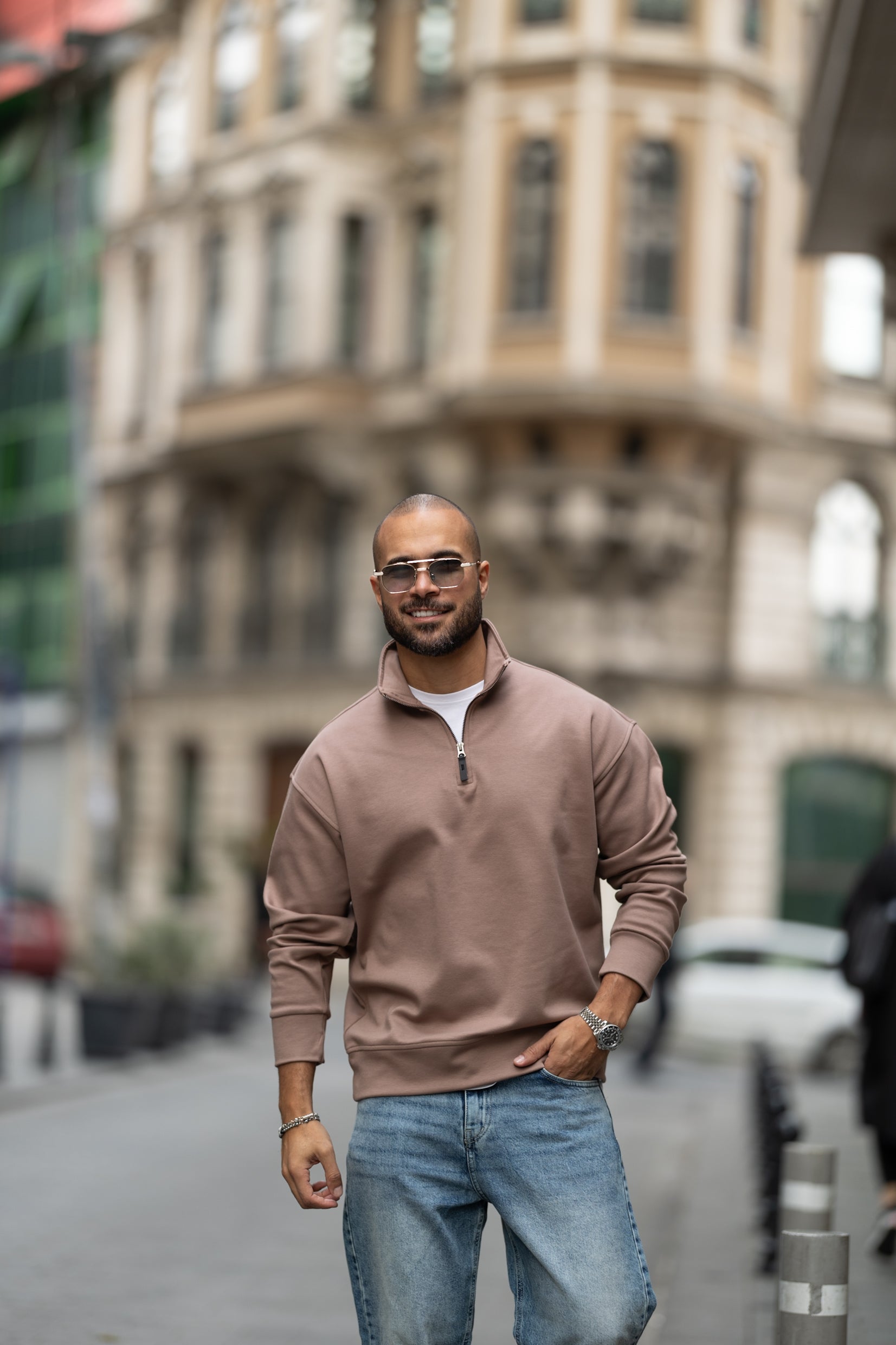 Basic Half Zipper Oversized Hoodie/4573