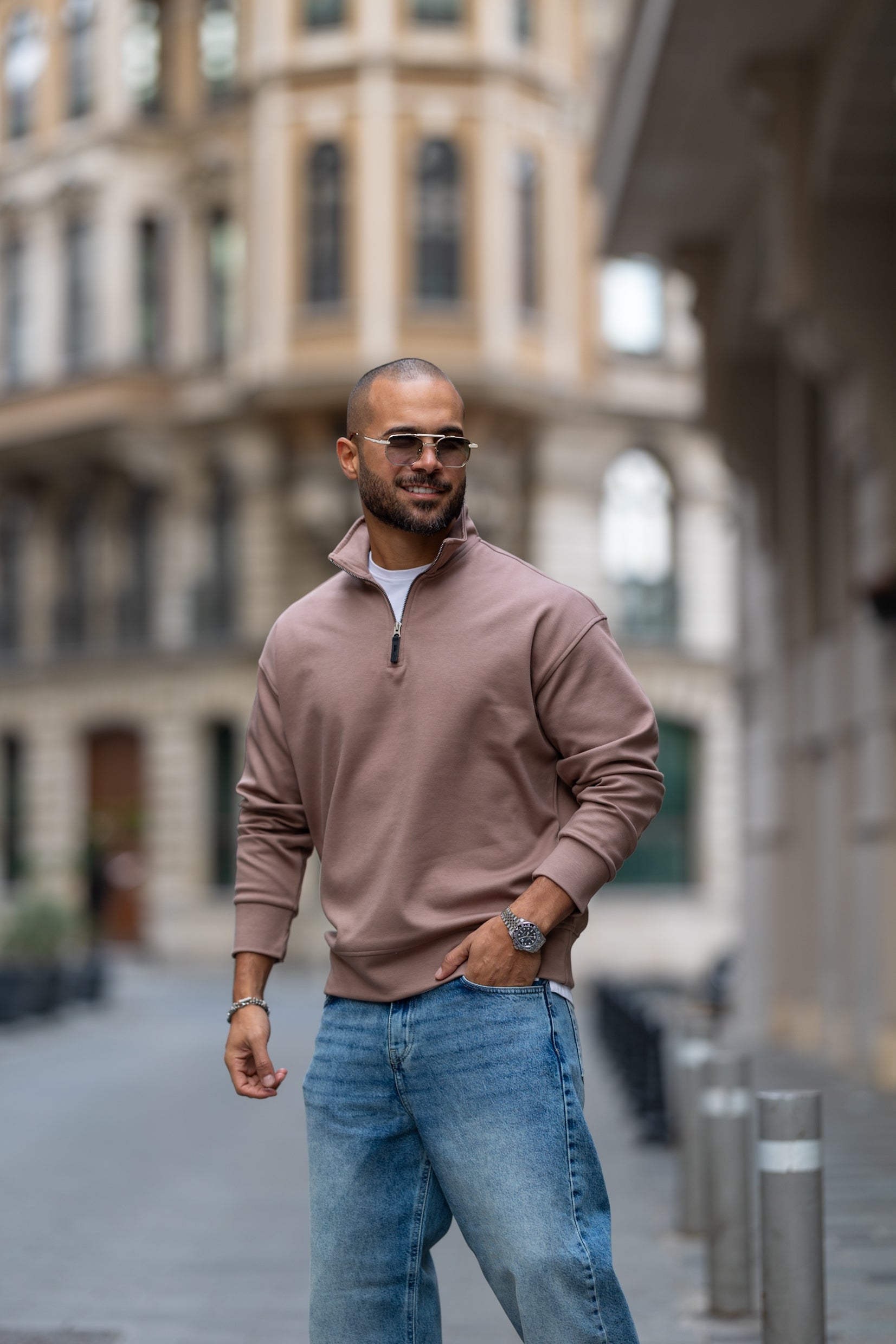 Basic Half Zipper Oversized Hoodie/4573